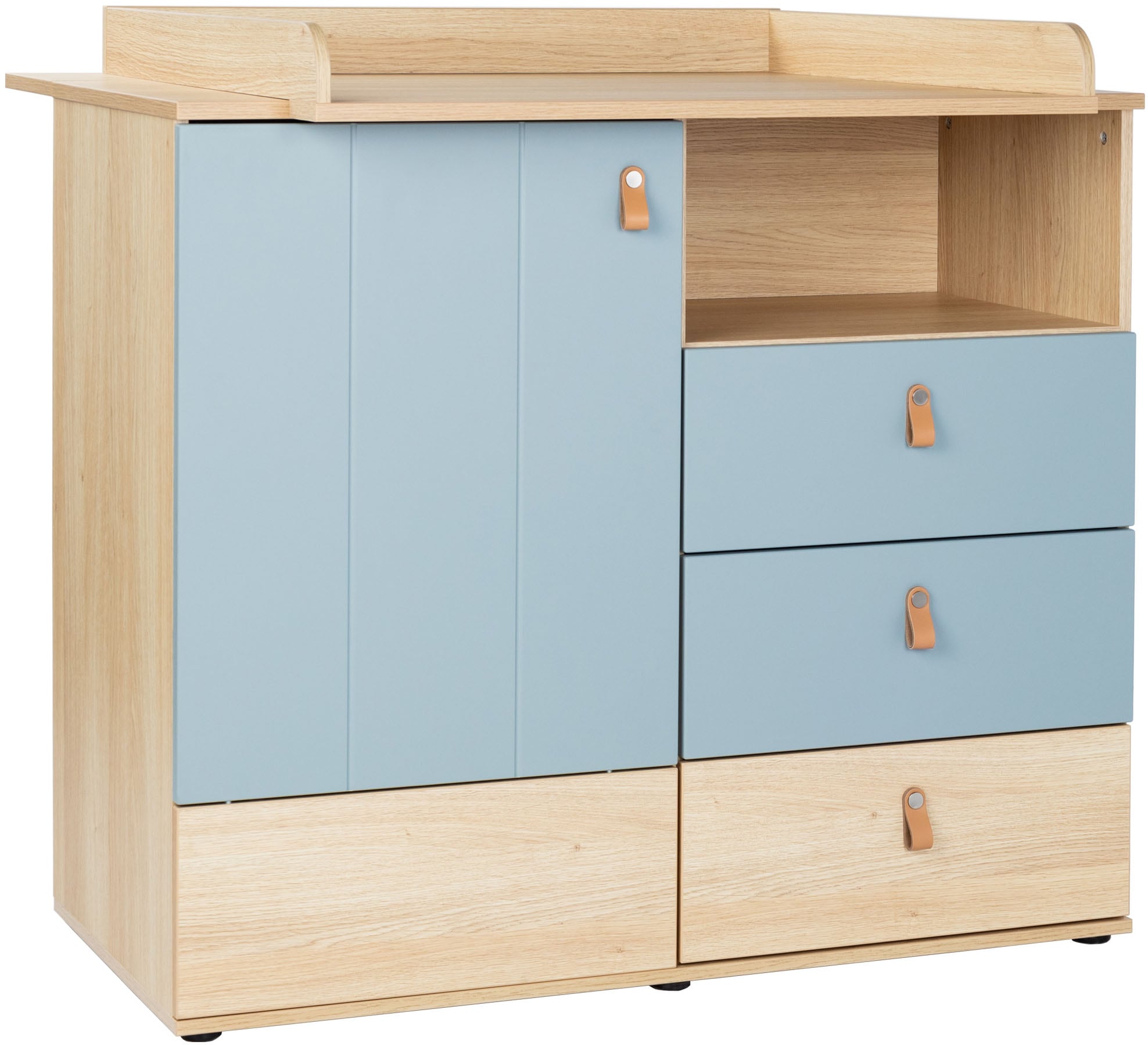 arthur berndt Babyzimmer-Komplettset »Babyzimmer-Set »Roofy« 3-teilig mit 2-türigem Kleiderschrank«, (Set, 3 tlg., Babymöbel-Set »Roofy« Kleiderschrank,Kinderbett+Wickelkommode)