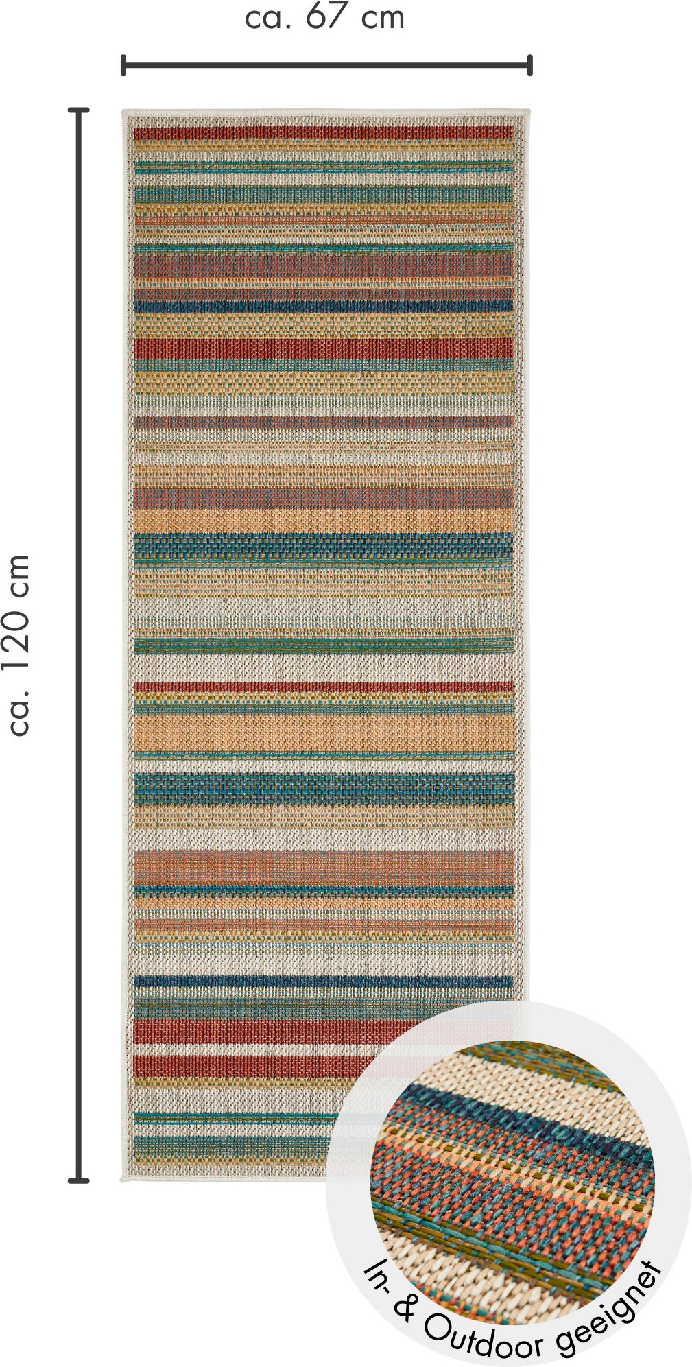 Andiamo Teppich »Sedona Streifen« rechteckig 6 mm Höhe Flachgewebe, gestreift, In- und Outdoor geeignet