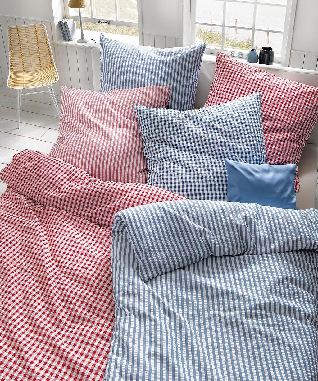 fleuresse Bettwäsche »Rio« 2 Stk. Feine buntgewebte Seersucker-Bettwäsche mit Reißverschluss