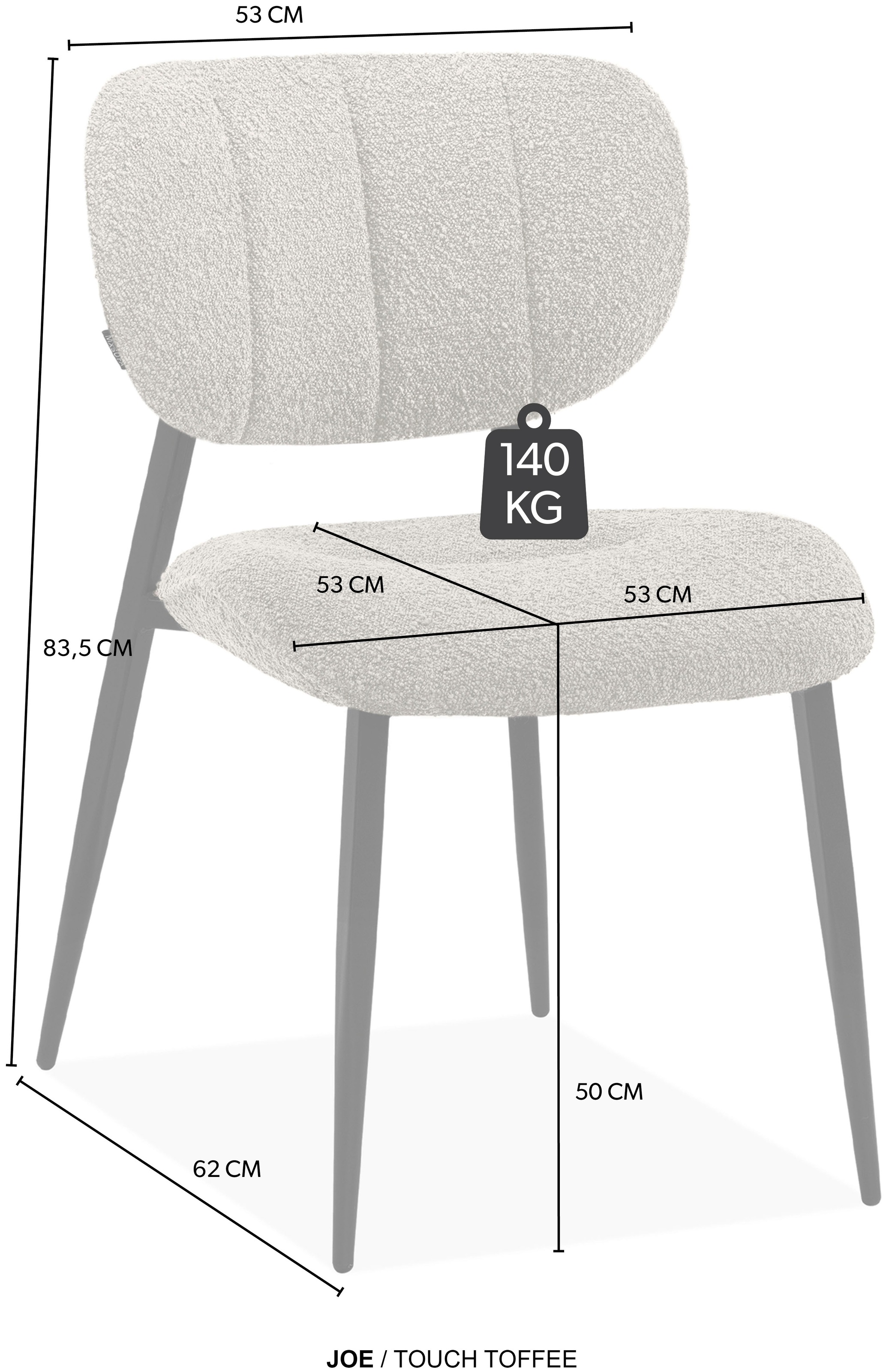 OMG Design Esszimmerstuhl »Joe«, (Set), 1 St., Stoff, moderner Bouclé Bezug, bequem gepolstert, Küchenstuhl
