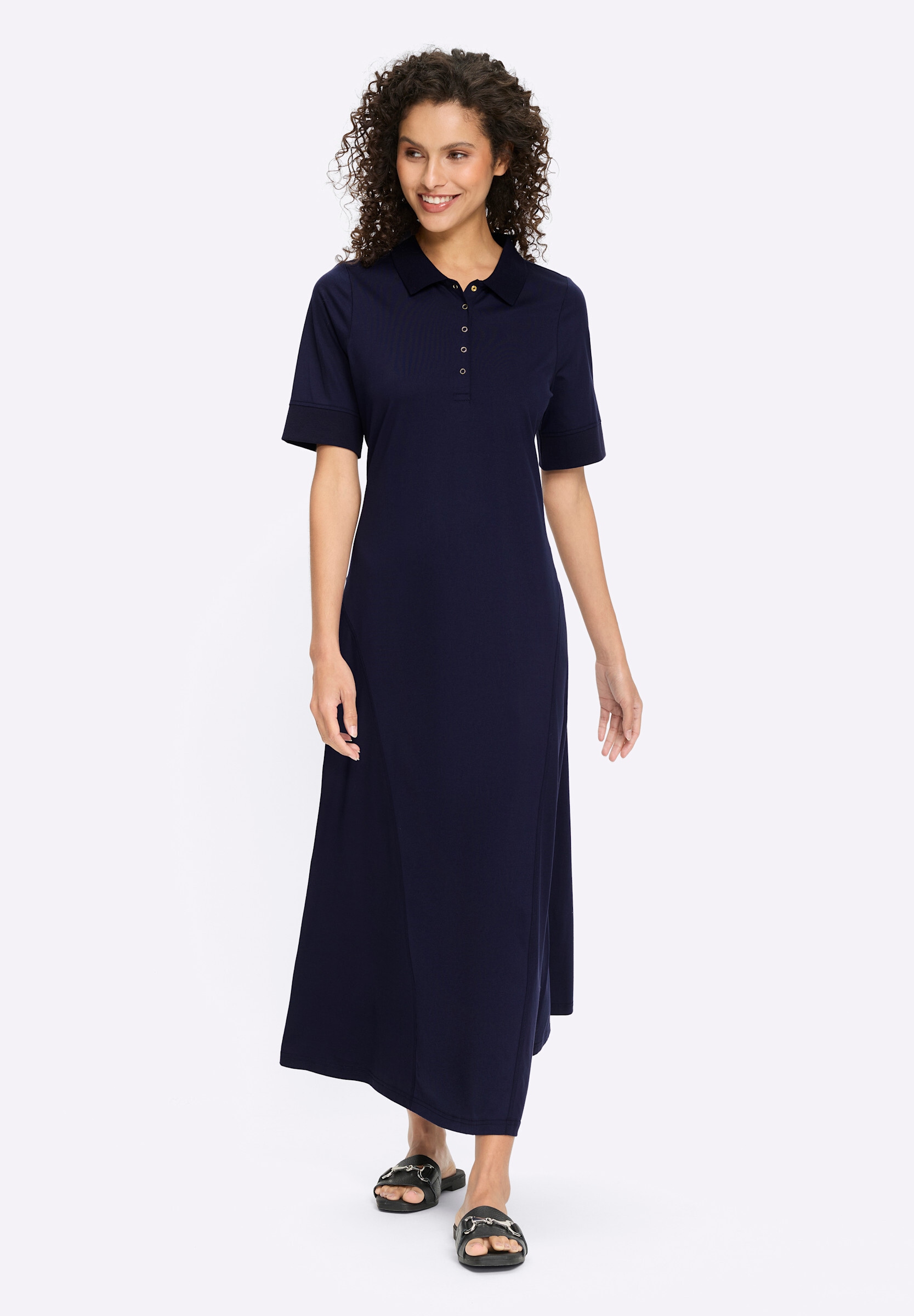 heine Sommerkleid »Jersey-Kleid Polokleid mit Druckknöpfen« Ohne Taschen