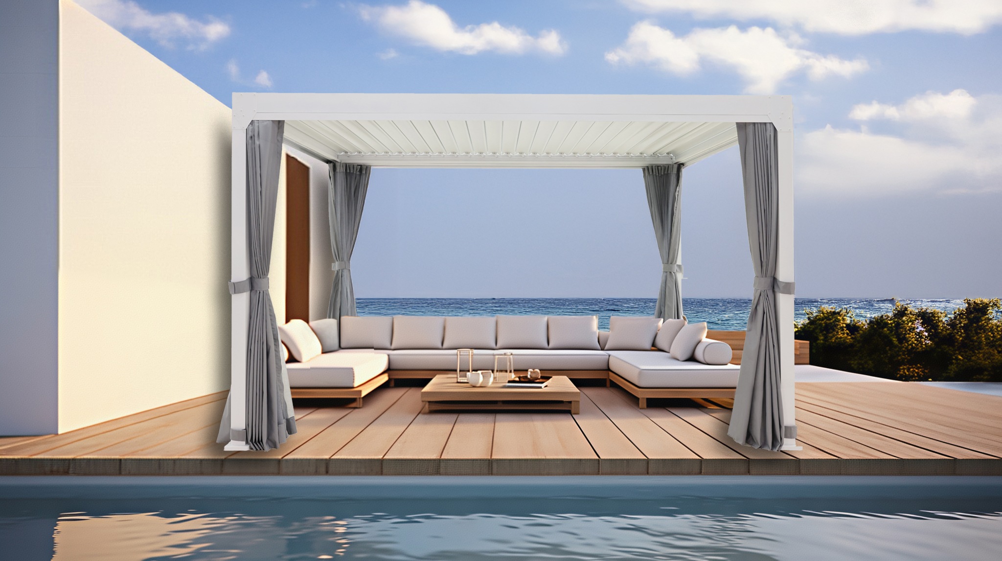 KONIFERA, »Palma« Pergola, mit Lamellendach, grau, B/H/T: 394 cm x 244 cm x 304 cm, grau