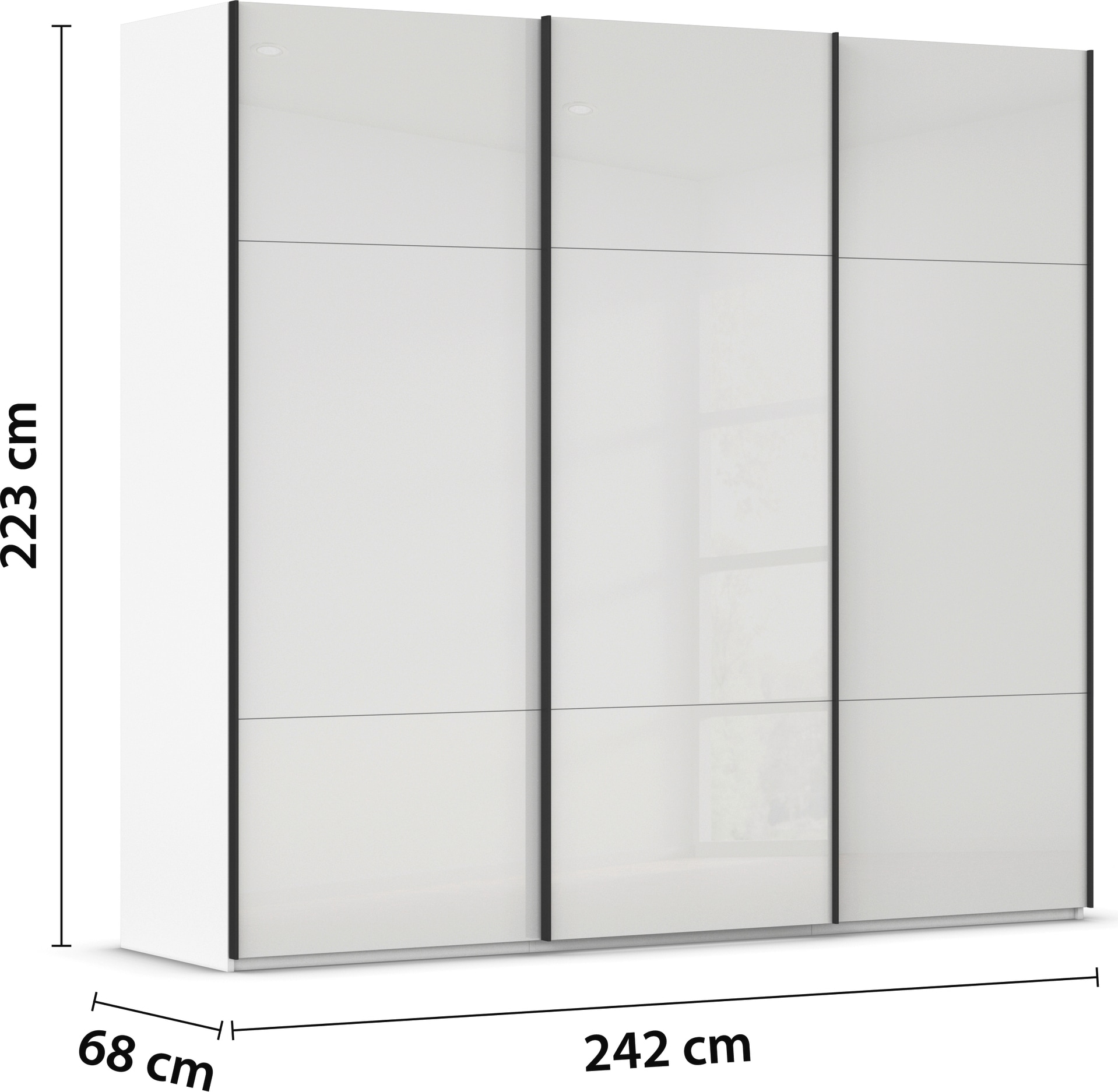 rauch Schwebetürenschrank »Kleiderschrank Schrank Garderobe Schlafzimmerschrank CONTIDO«, (in 3 verschiedenen Ausstattungen BASIC/CLASSIC/PREMIUM), aus hochwertigem Material in 6 Breiten 2 Griff-Farben MADE IN GERMANY