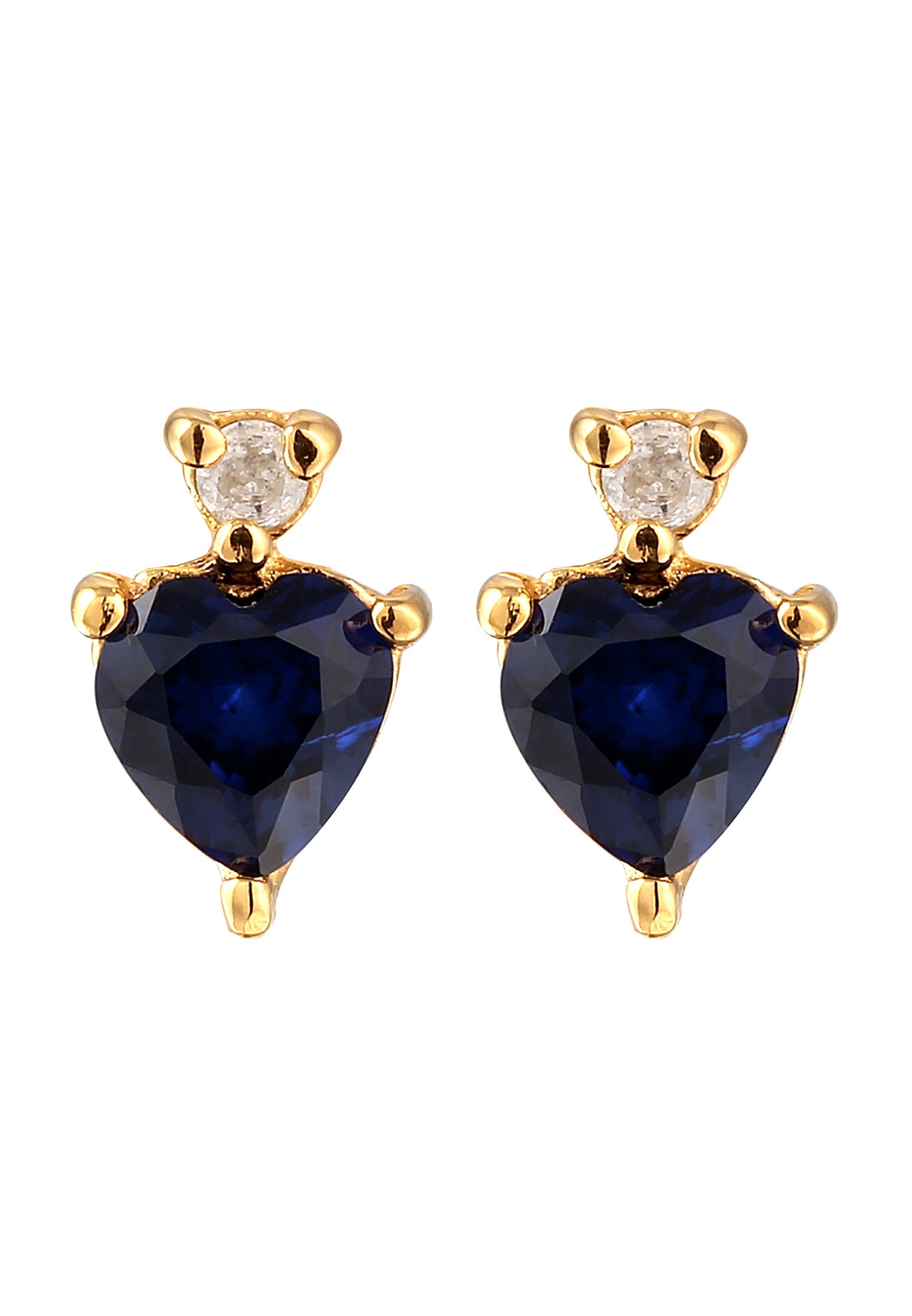 Elli DIAMONDS Paar Ohrstecker »Ohrringe Herz Diamant Weiß (0.008ct) 925 Sterling Silber vergoldet«