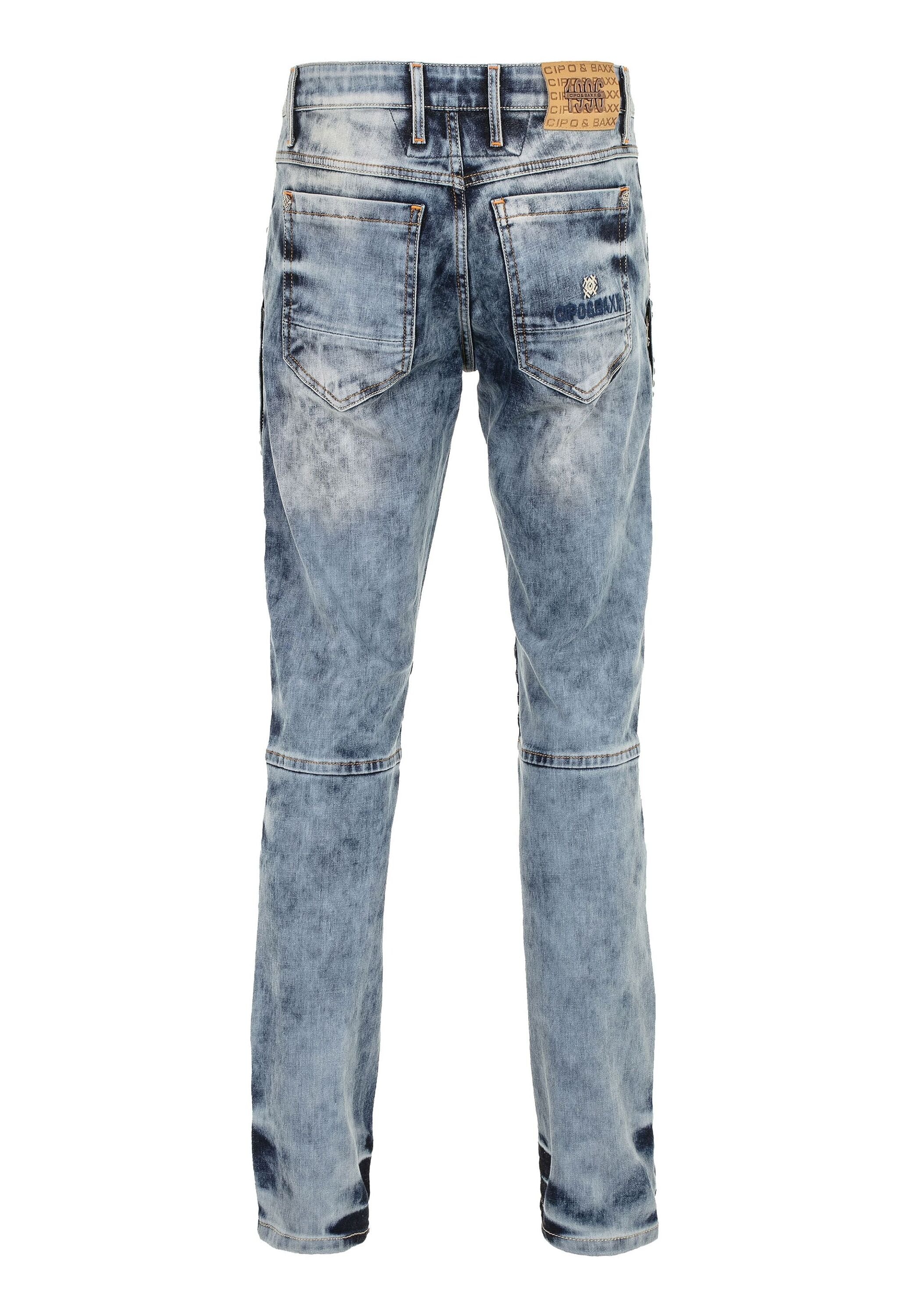 Cipo & Baxx Straight-Jeans »Cipo & Baxx Jeans DENIM« Straight Fit-Jeans im lässigen Biker-Look, CD590