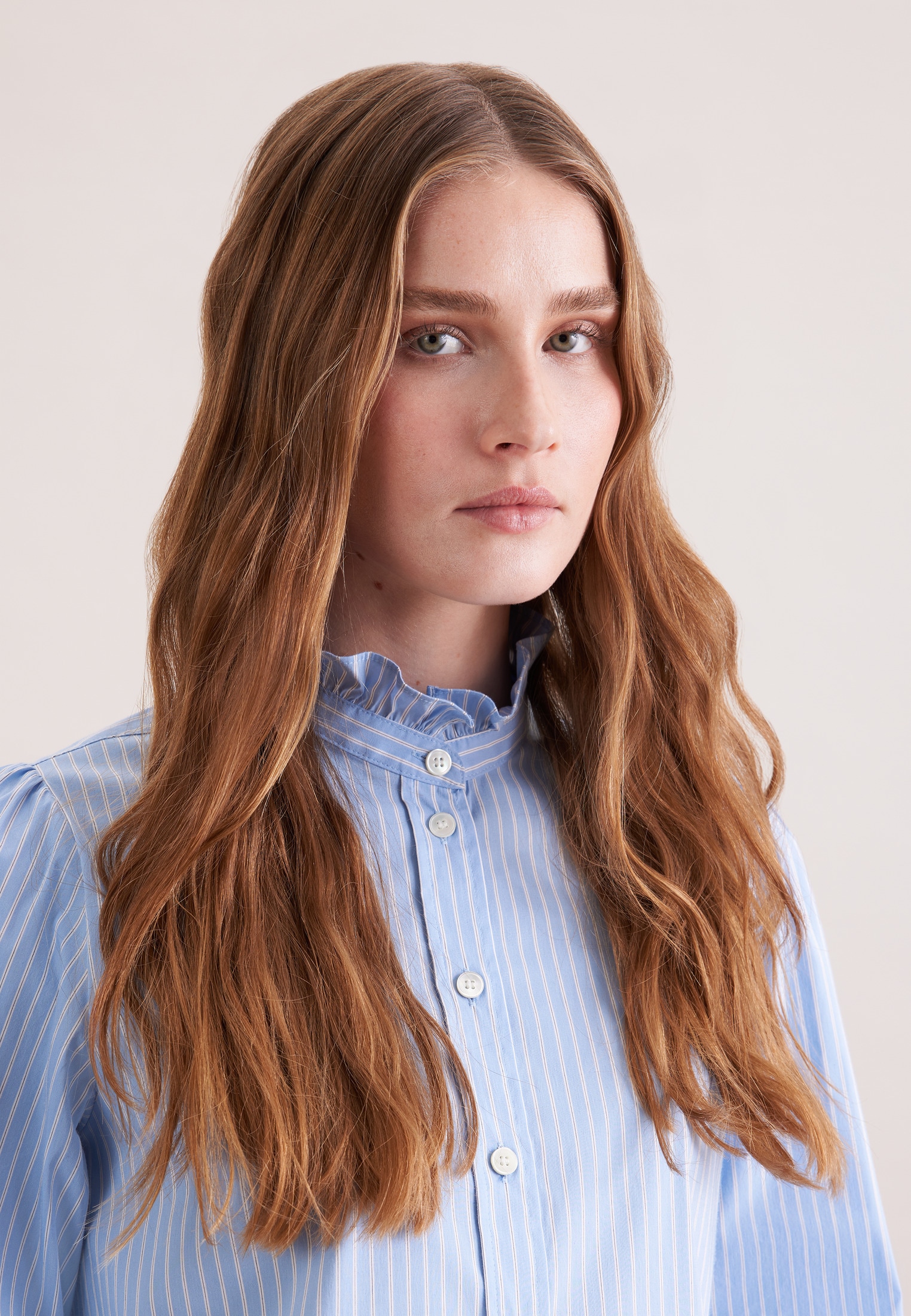 seidensticker Rüschenbluse 1/1 Stehkragen Gestreift