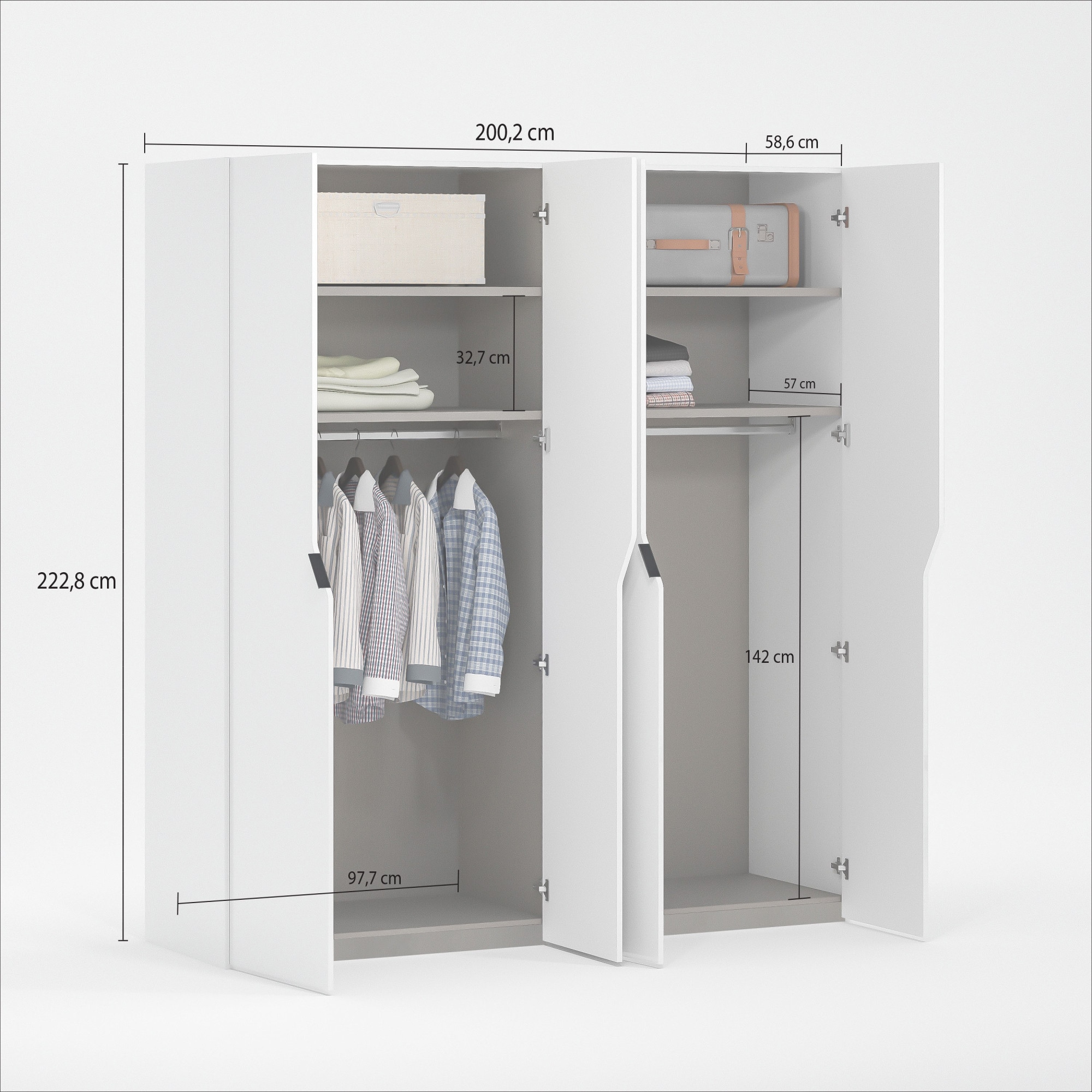 INOSIGN Kleiderschrank »AMETISTA, Drehtürenschrank, designgeformten Fronten«, Made in Italy, hochglanz lackiert, Basisausführung, Zubehör extra