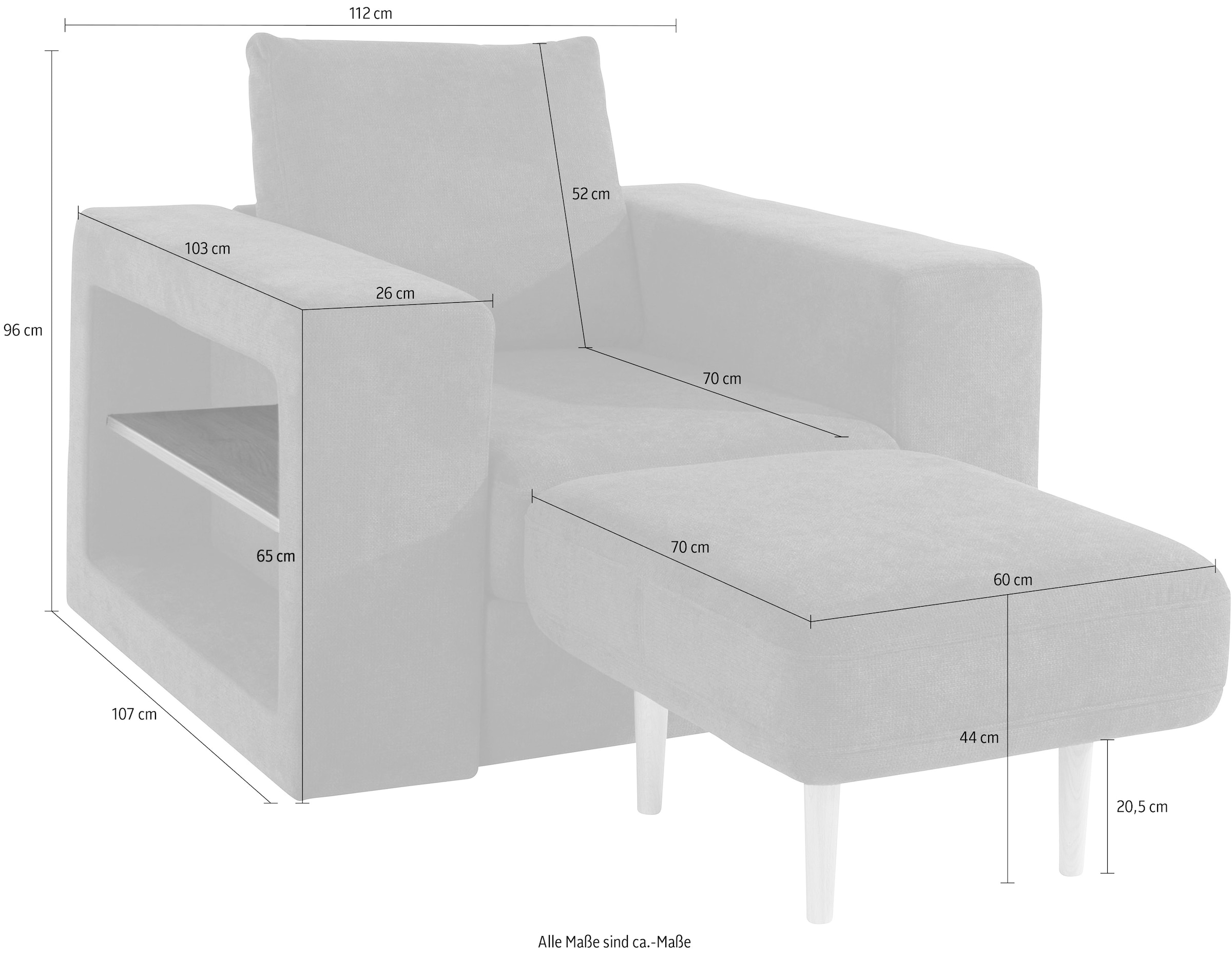 LOOKS by Wolfgang Joop Sessel »Looksvb«, Verwandlungssessel: aus Sessel wird Sessel mit 1 Hocker, Regalfunktion