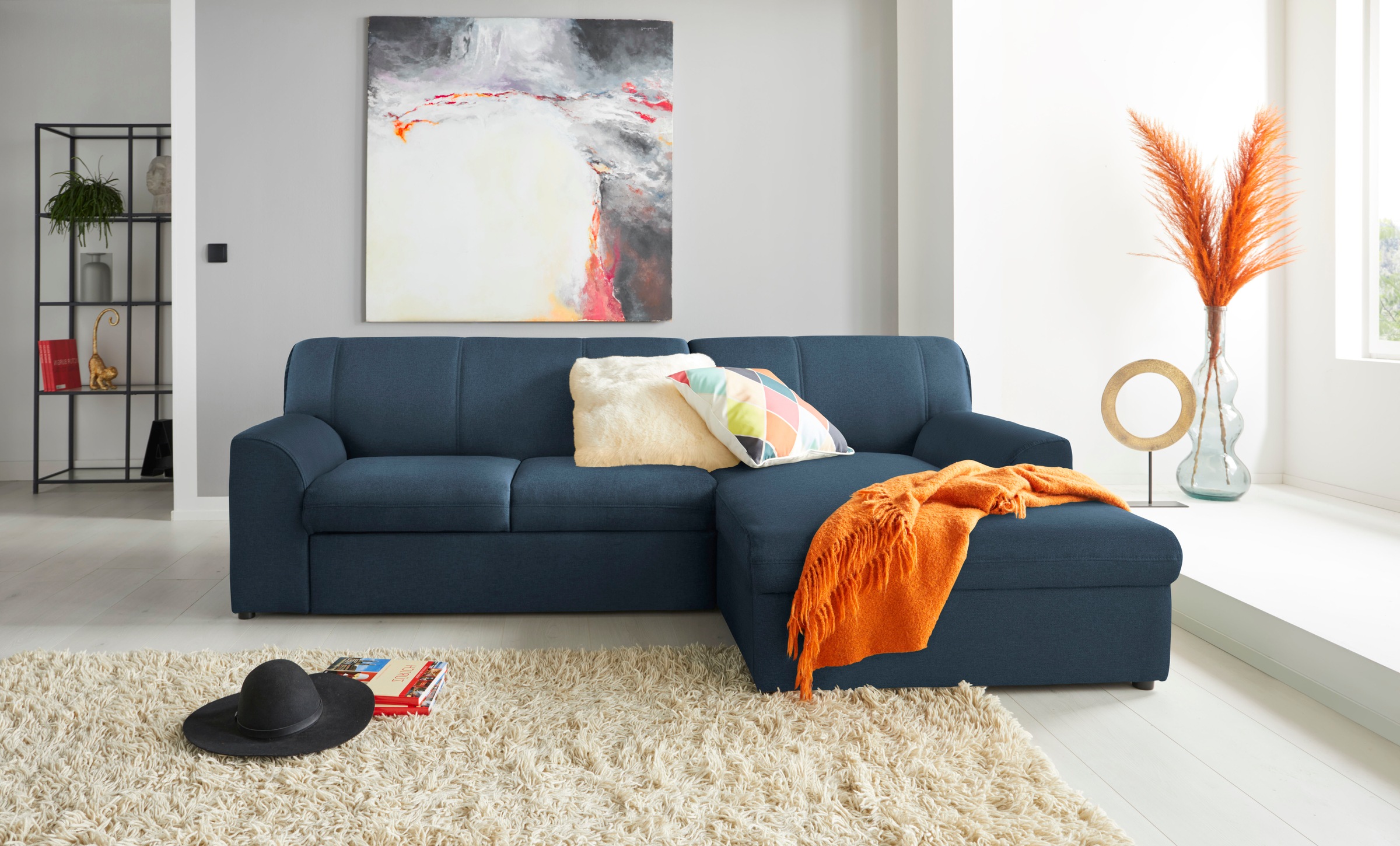 DOMO collection Ecksofa »Topper, elegant und zeitlos, kompaktes Stellmaß 245/155cm, L-Form«, mit Recamiere, wahlweise mit Schlaffunktion