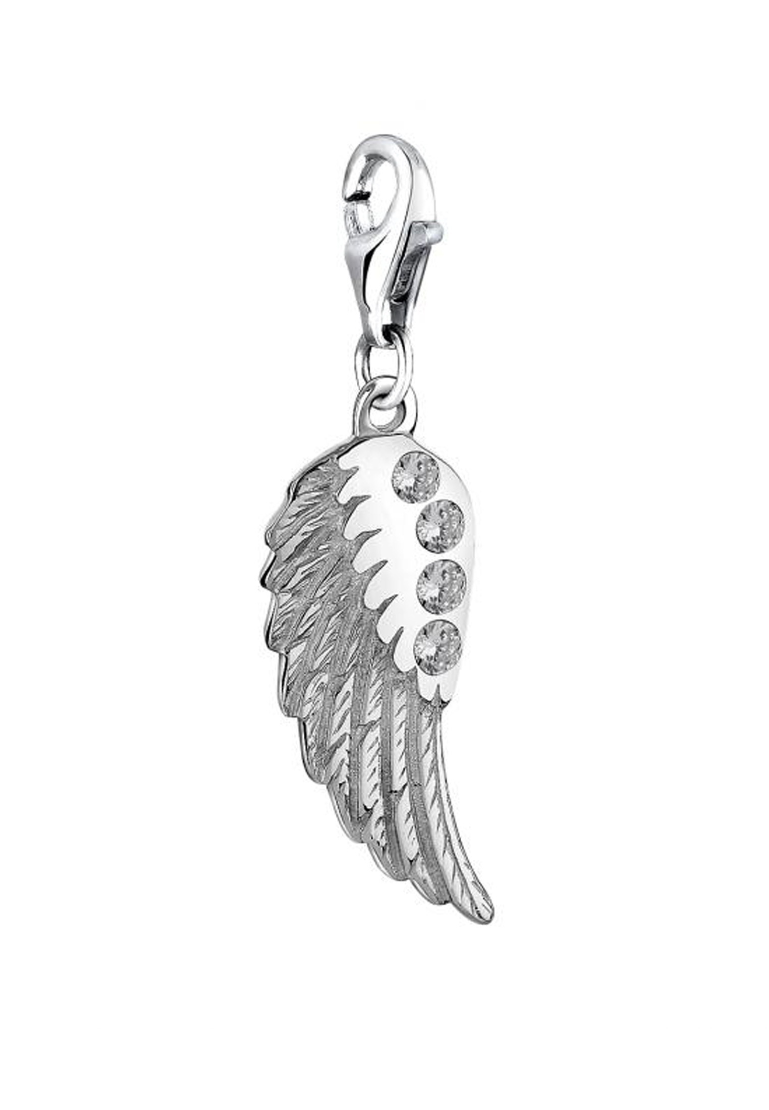 Nenalina Charm-Einhänger »Charm Anhänger Flügel Zirkonia Glücksbringer 925 Silber«