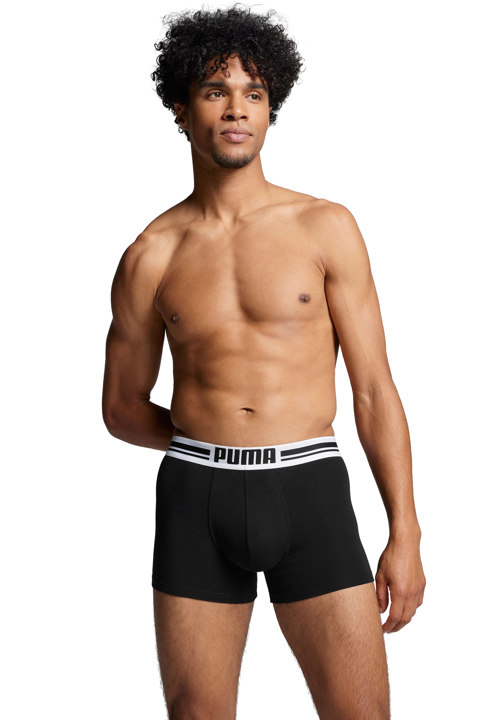 PUMA Boxer »Placed Logo«, (Packung, 2er-Set), mit dehnbarem Komfortbund