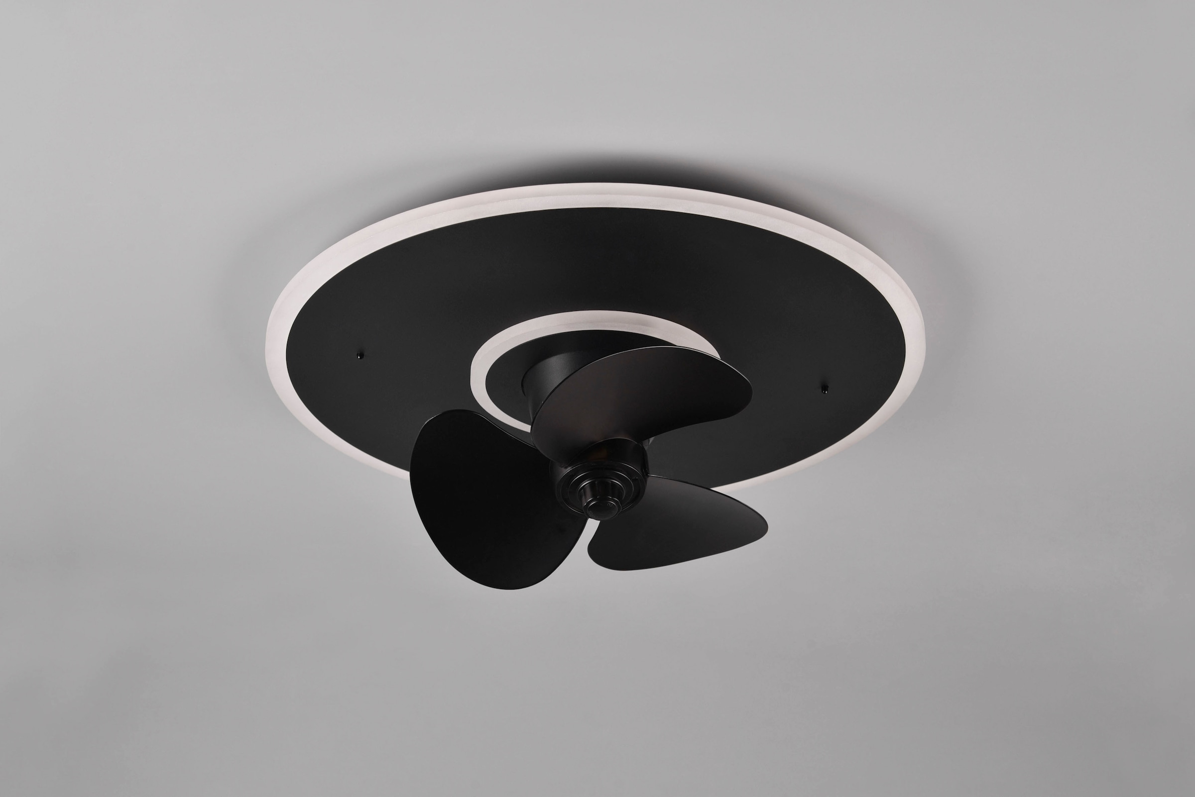REALITY Leuchten LED Deckenleuchte »Nybro Deckenventilator«, 1 flammig, Leuchtmittel LED-Board | LED fest integriert, Deckenlampe, Ventilator 3 Stufen, Fernbedienung,Lichtfarbe einstellbar