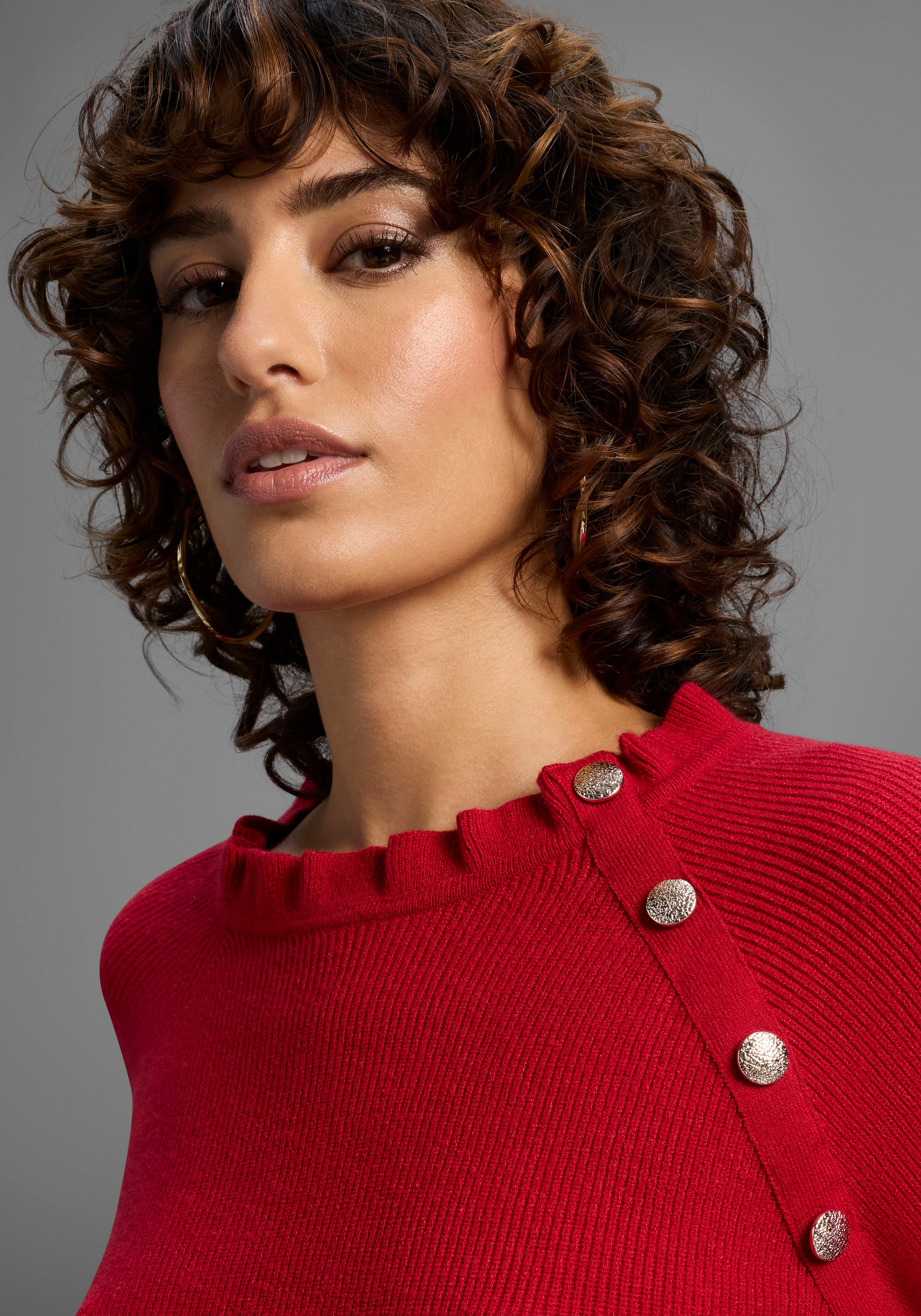 Laura Scott Strickpullover , kuscheliger Winterstrick mit Kragen und Knöpfen - NEUE KOLLEKTION
