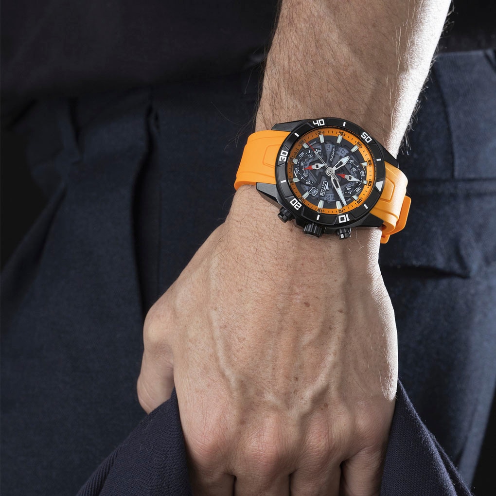 Lotus Chronograph »Vortex« Quarzuhr, Armbanduhr, Herrenuhr, Tag, Stoppfunktion, Kautschukarmband