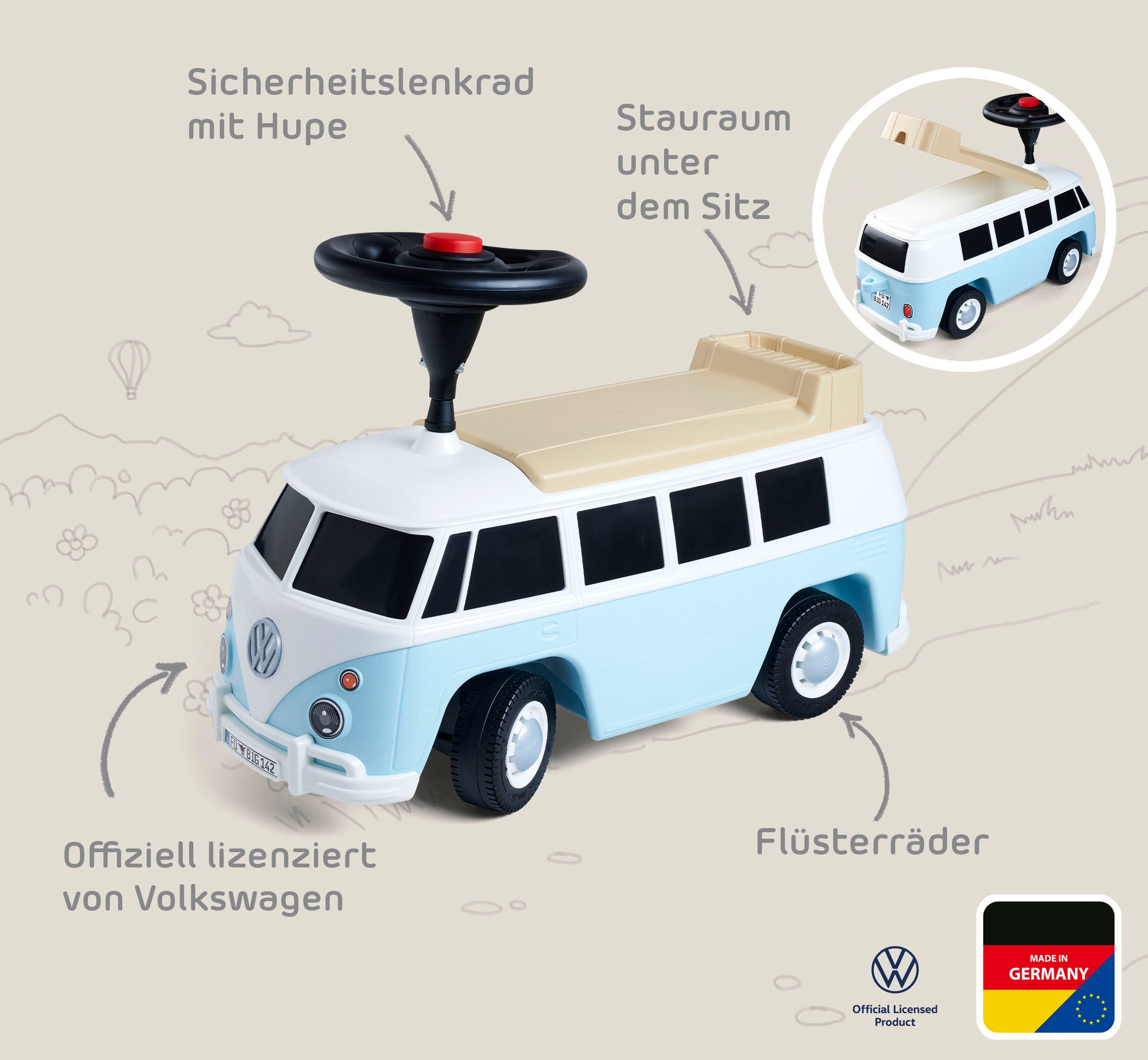 BIG Rutscherauto »Baby VW T1«, Made in Germany