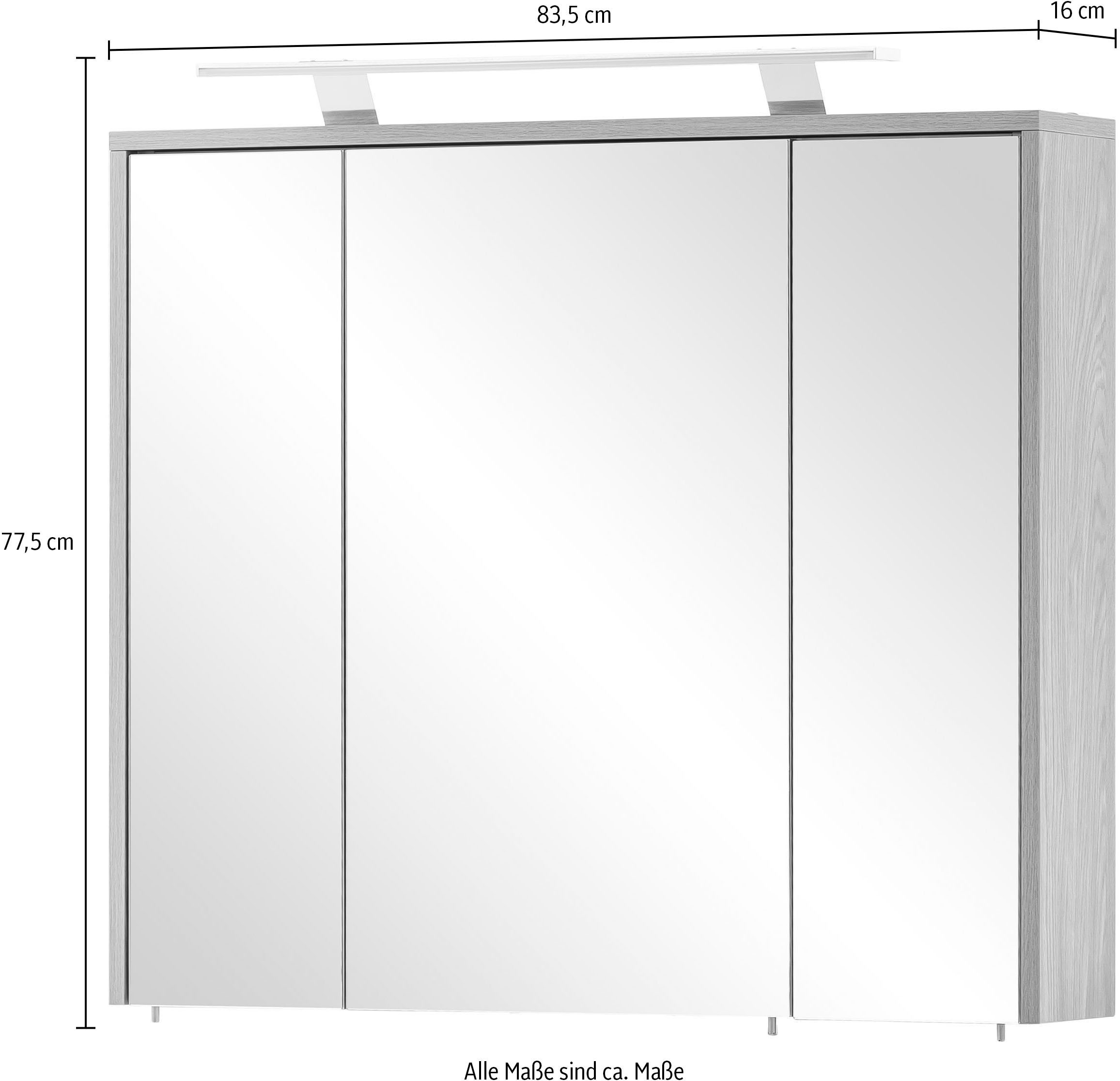 Schildmeyer Spiegelschrank »Mali, Breite 83 cm«, Mit LED-Leuchte und Schalter-/Steckdoseneinheit