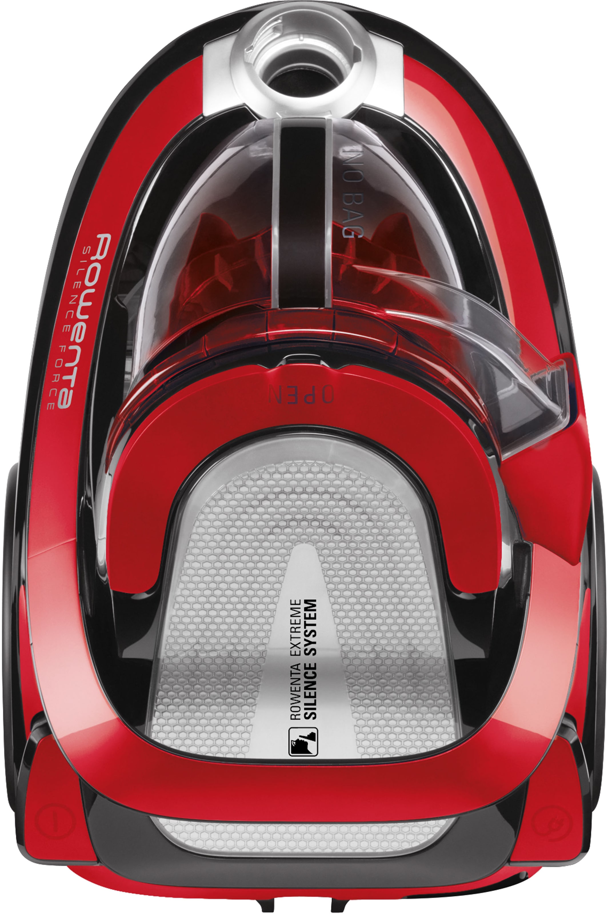 Rowenta Bodenstaubsauger »Silence Force Cyclonic, Staubsauger beutellos, 550 W, leistungsstark,«, 550 W, beutellos, 2,5L Staubvolumen, Tierhaar, Auto, Made in France, schwarz/rot, RO7649