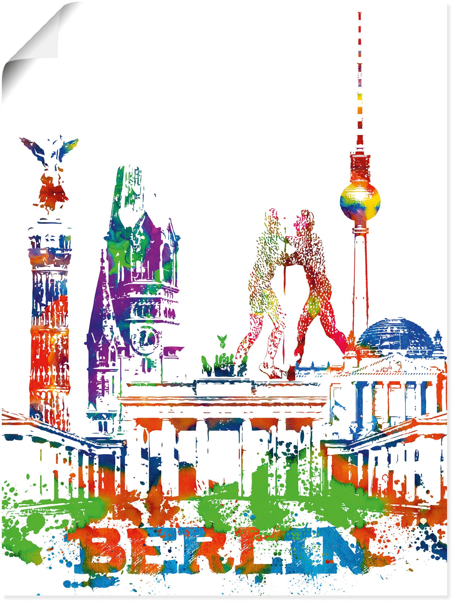 Artland Wandbild »Berlin Grafik«, Berlin, oder als Größen Poster Leinwandbild, St.), auf Alubild, kaufen (1 Raten in versch. Wandaufkleber
