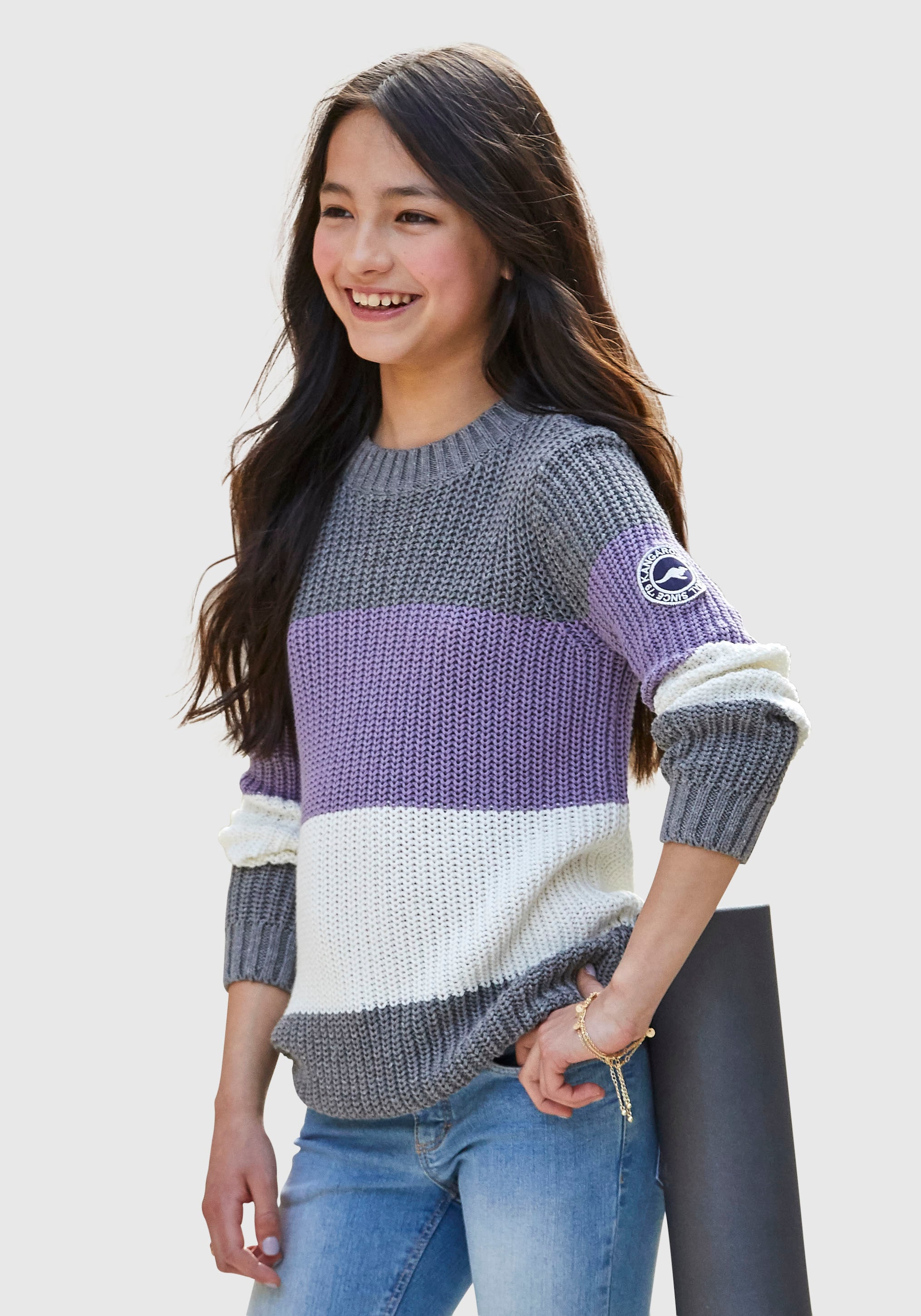 Strickpullover »Ringelpullover«, mit Logo auf dem Ärmel