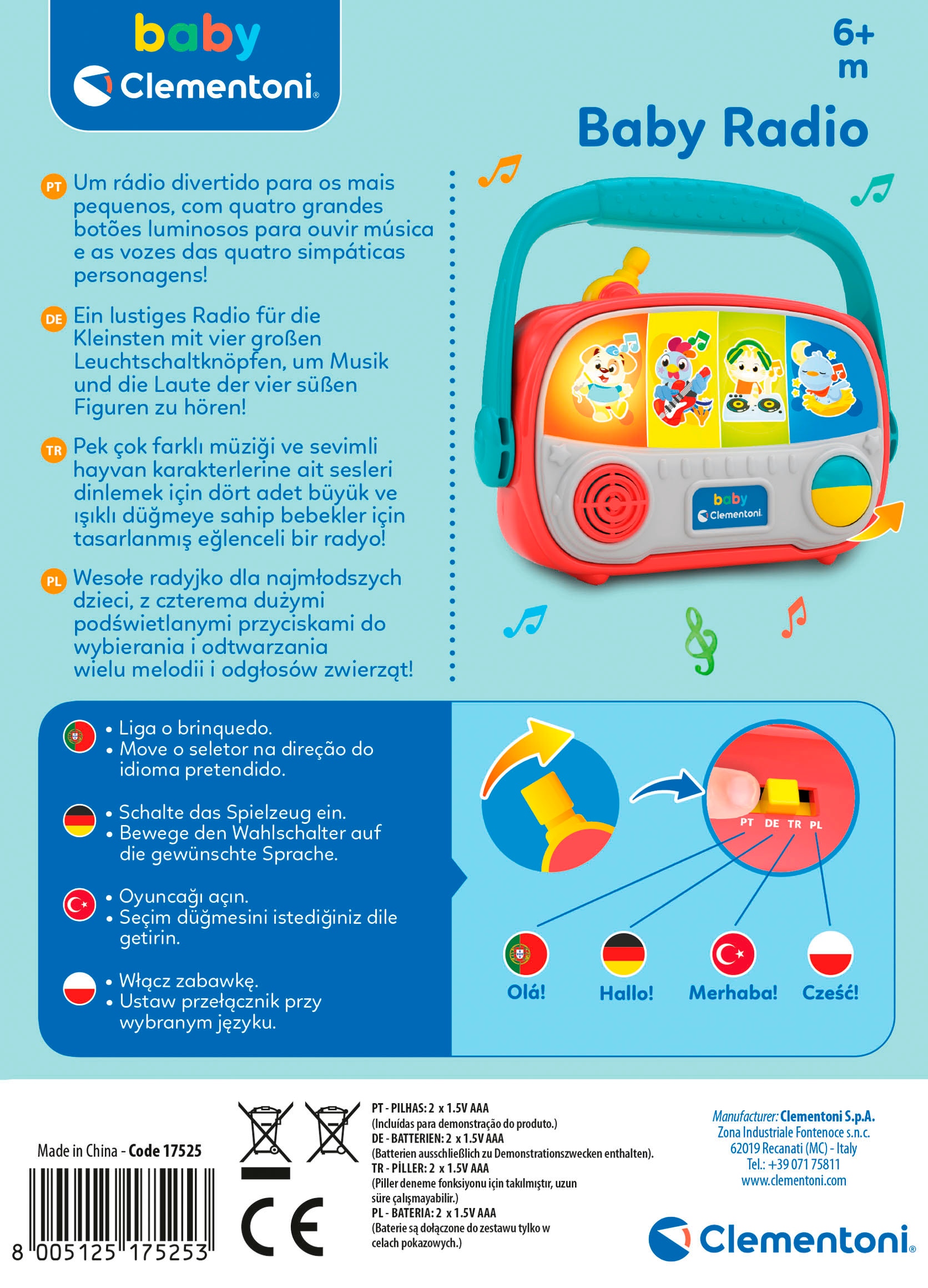 Clementoni® Lernspielzeug »Baby Clementoni, Baby-Radio«, Mit Sound