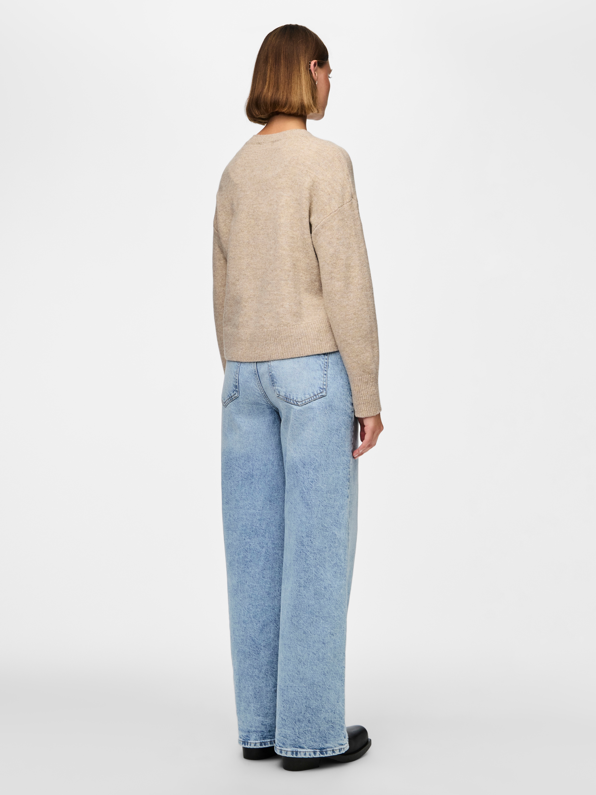 pieces Strickpullover »PCMALOU LS O-NECK CUTLINE KNIT NOOS BC«