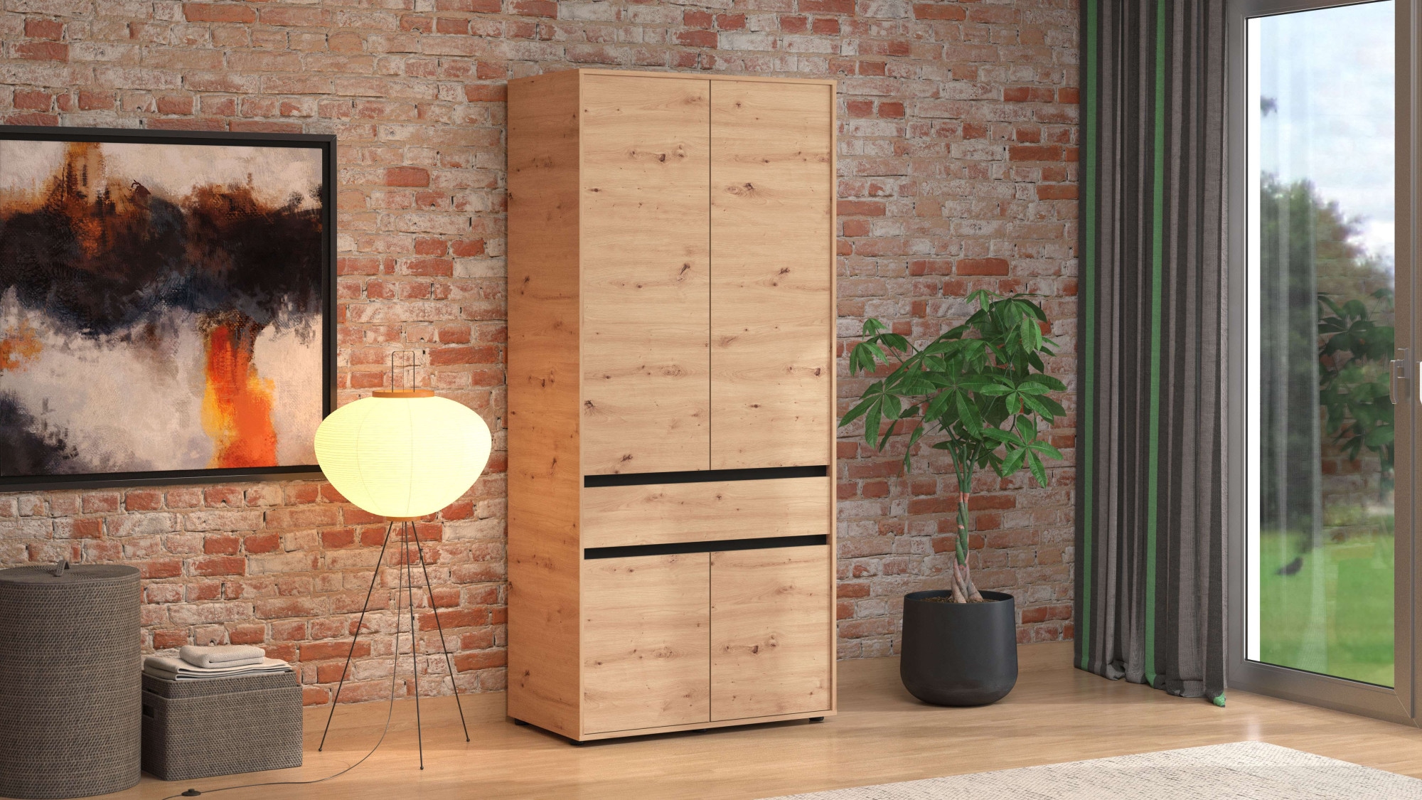 INOSIGN Kleiderschrank »Corbet Schlafzimmerschrank, Drehtürenschrank,  Wäscheschrank TOPSELLER« 93 cm breit, Schublade, Kleiderstange, ABS schutzkanten