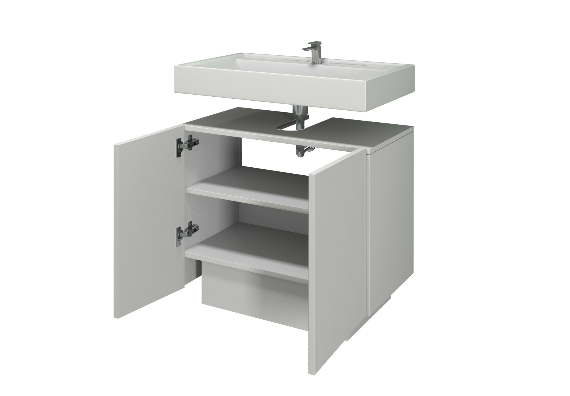 welltime Waschbeckenunterschrank »Vela,Breite 60cm, 2 Türen, 2 Fächer, mit Siphonausschnitt, lackiert« 1 Stk. tlg. Waschbeckenunterschrank,Waschtisch,Design mit schrägen Türen
