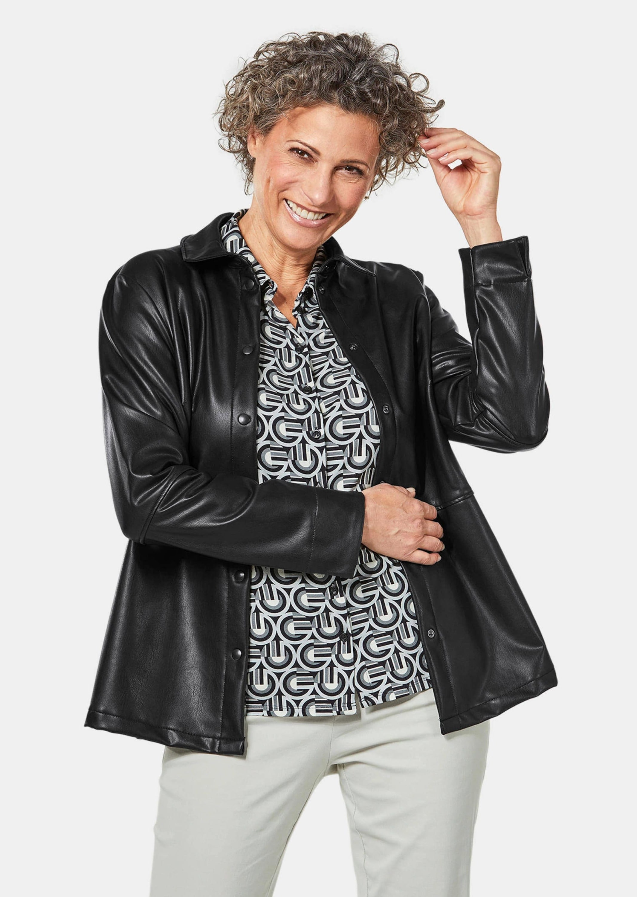 GOLDNER Jackenblazer »Blusenjacke Lässige Blusenjacke in Lederoptik«
