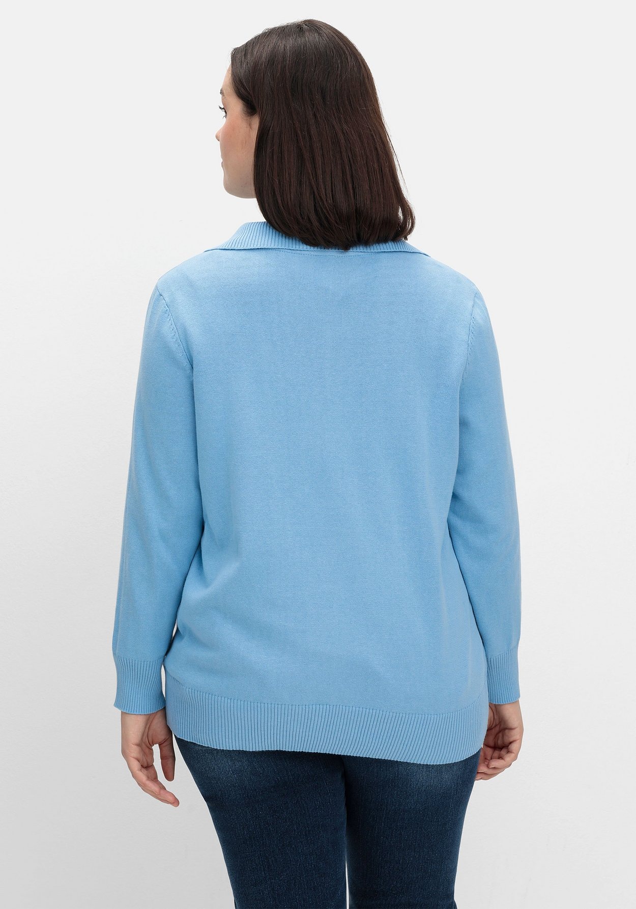 Sheego Strickpullover »Pullover aus Baumwolle, mit Troyerkragen«