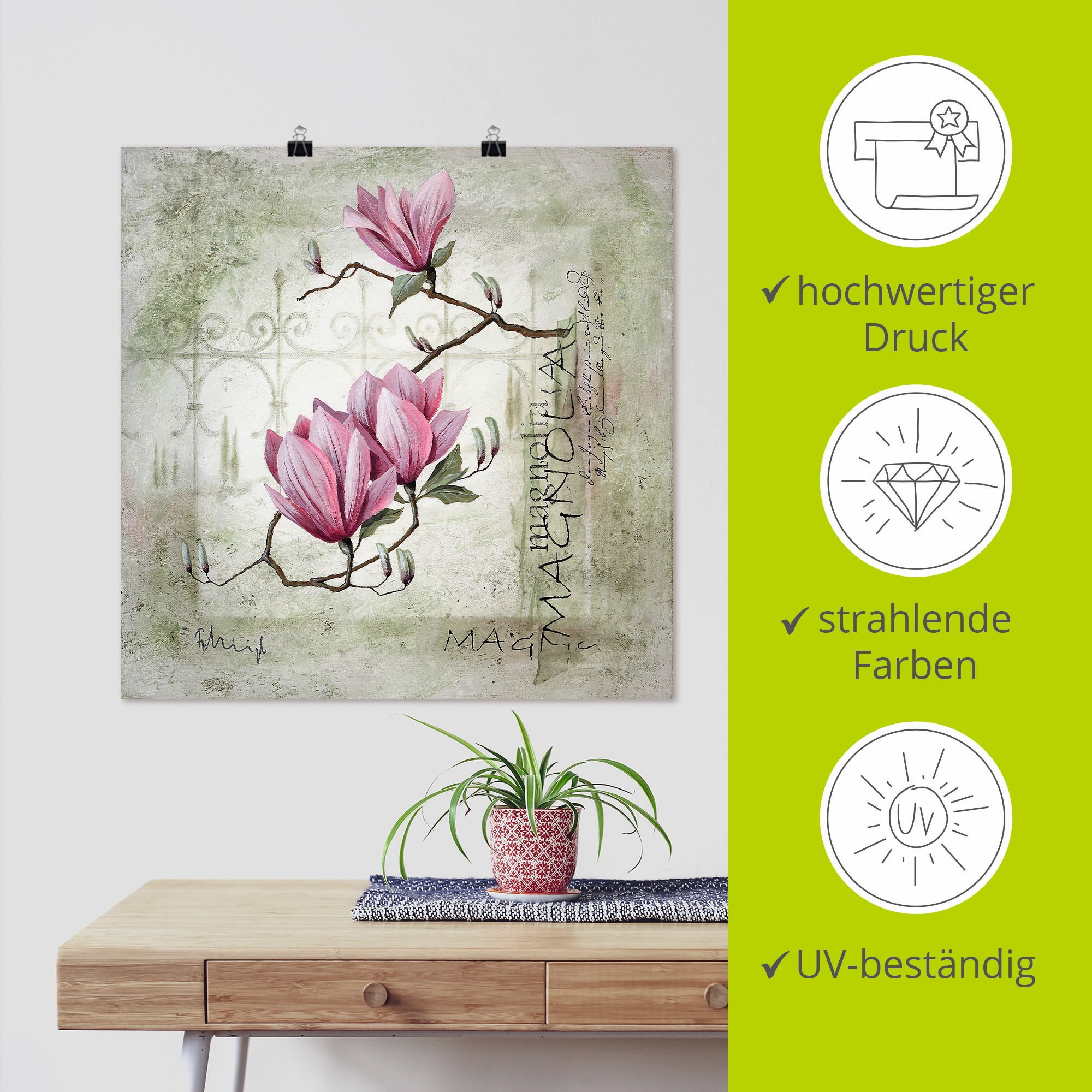 Artland Wandbild »Pinke Magnolie« Blumen 1 Stk. tlg. als Leinwandbild, Poster in verschied. Größen
