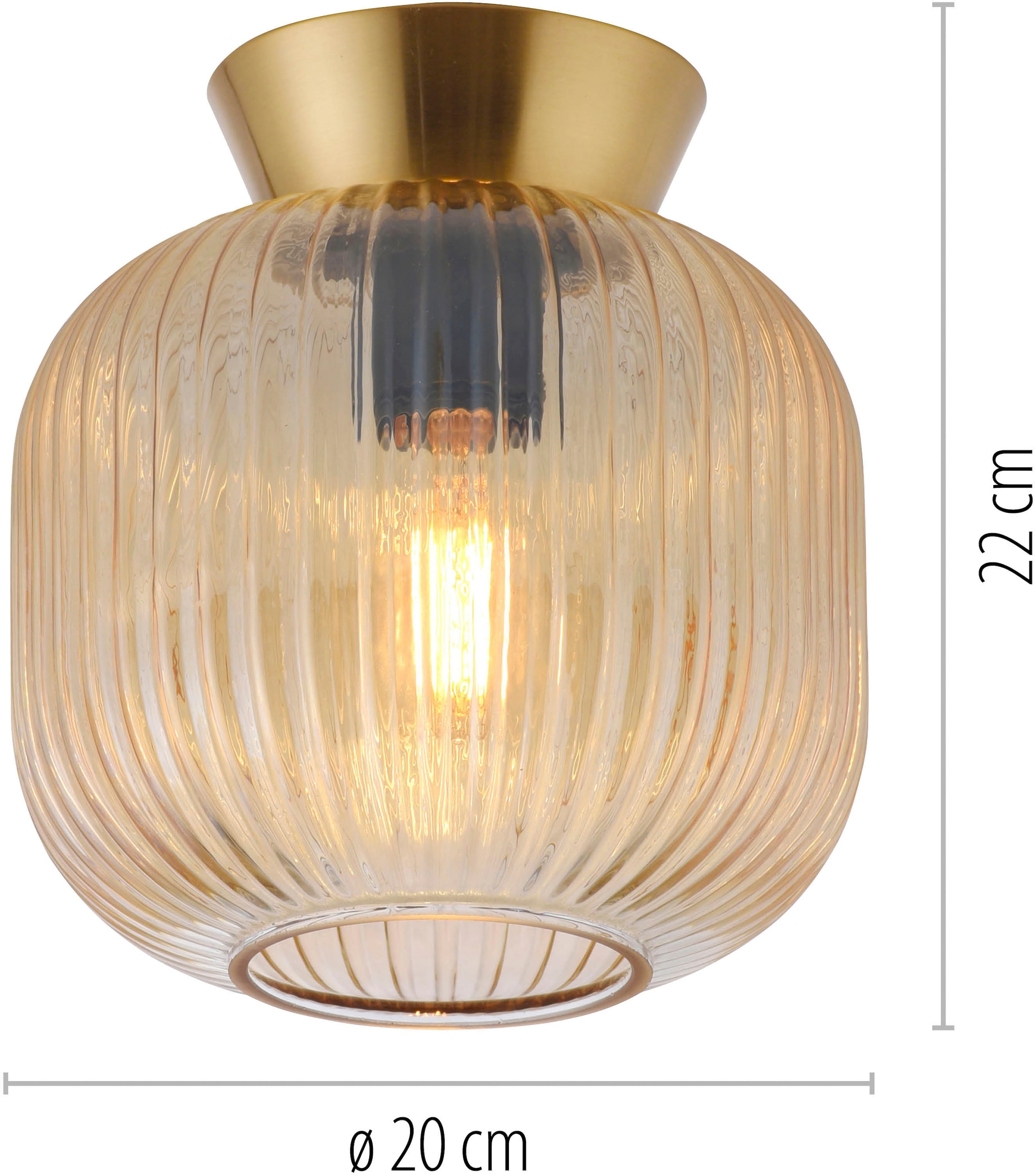 SCHÖNER WOHNEN-Kollektion LED Deckenleuchte »NAMI« E27 1 Stk. SCHÖNER WOHNEN Kollektion, geriffeltes Glas