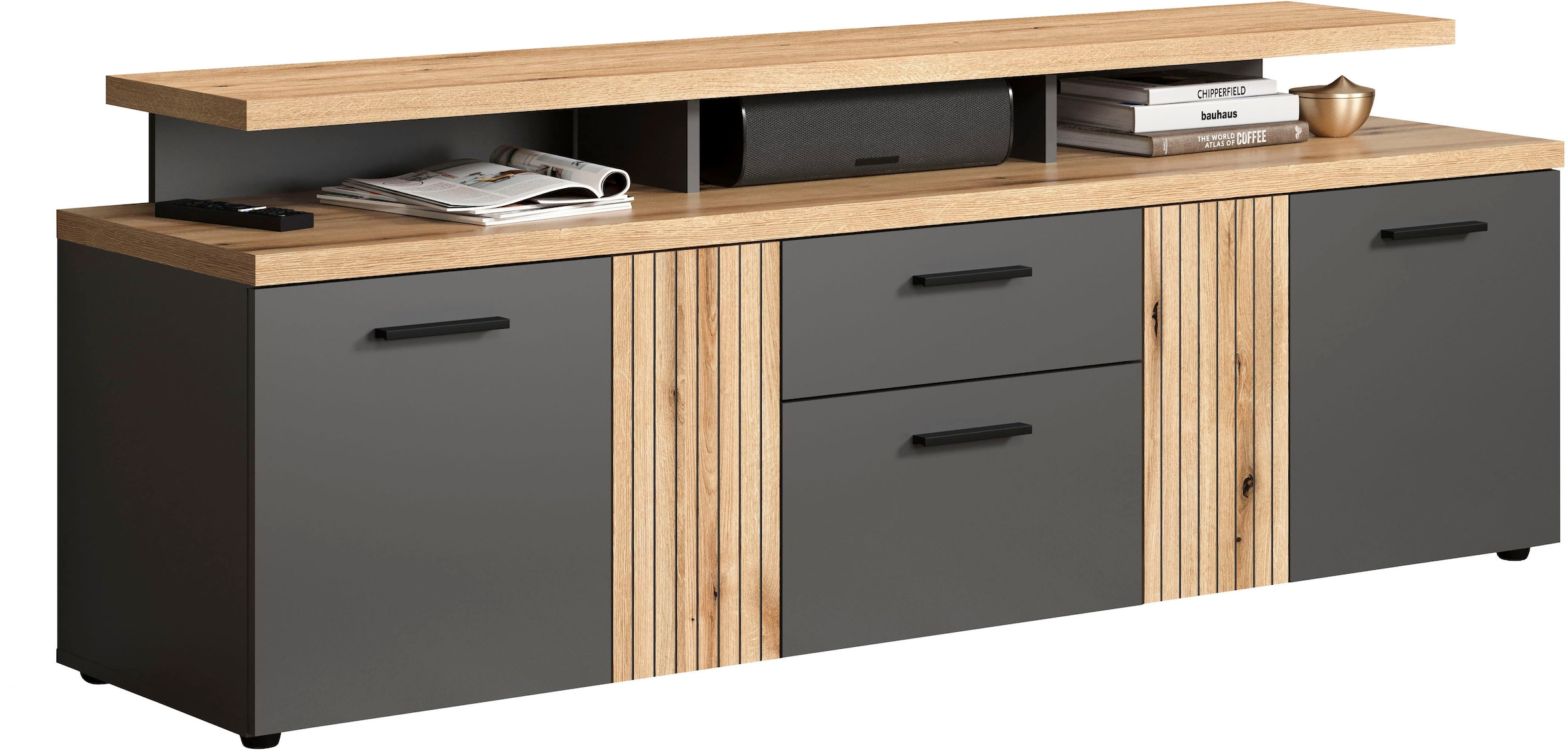 INOSIGN Lowboard »Estepona« 1 Stk. tlg. Lowboard mit 4 Türen, 1 Schubkasten, 1 Klappe - (B/T/H) 180/47/67 cm