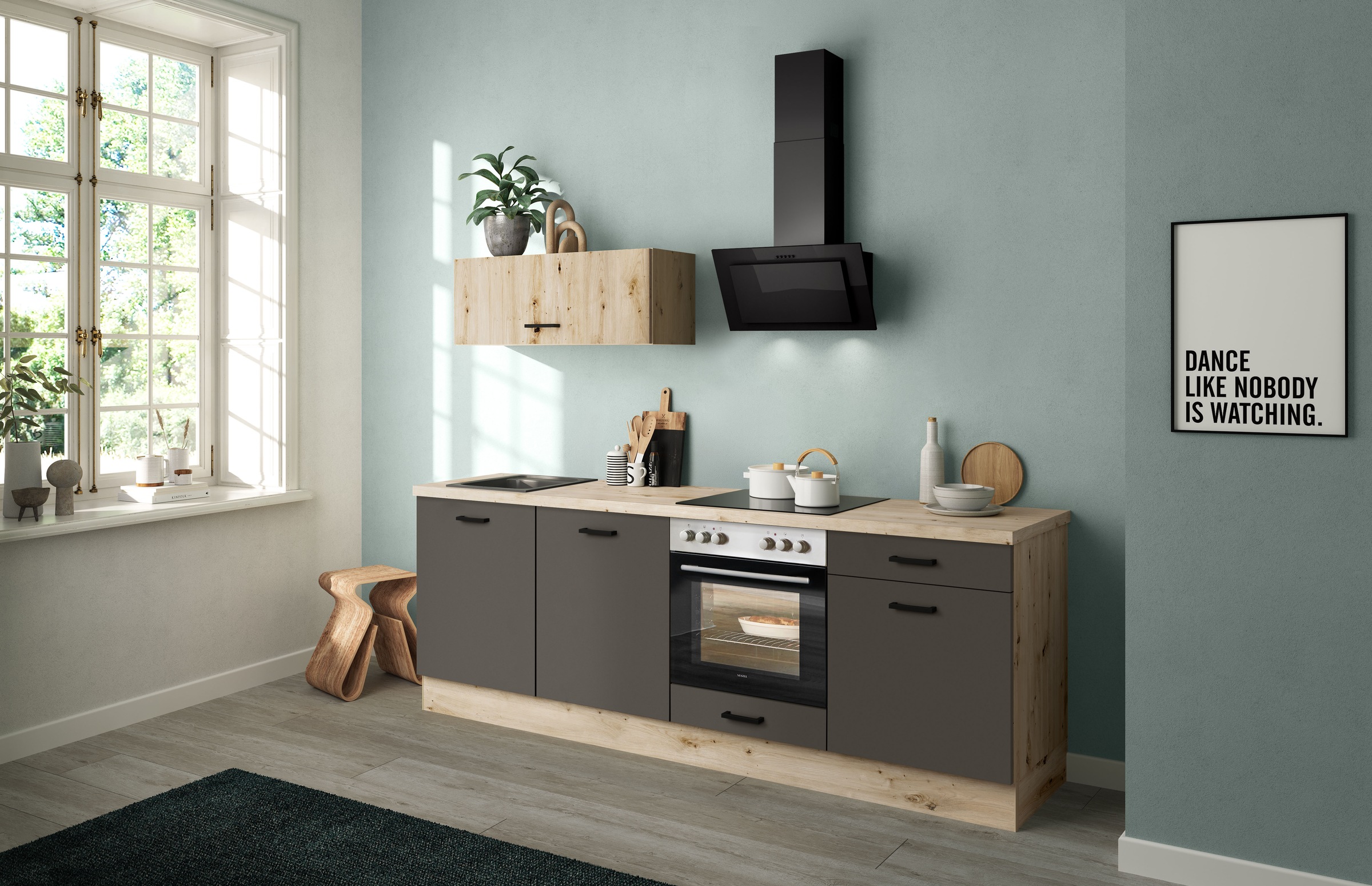 IMPULS KÜCHEN Küchenzeile »Lissabon, Ausrichtung wählbar, Schubkästen mit Soft-Close« Set,  vormontiert, in verschiedenen Farben erhältlich, Breite 240 cm