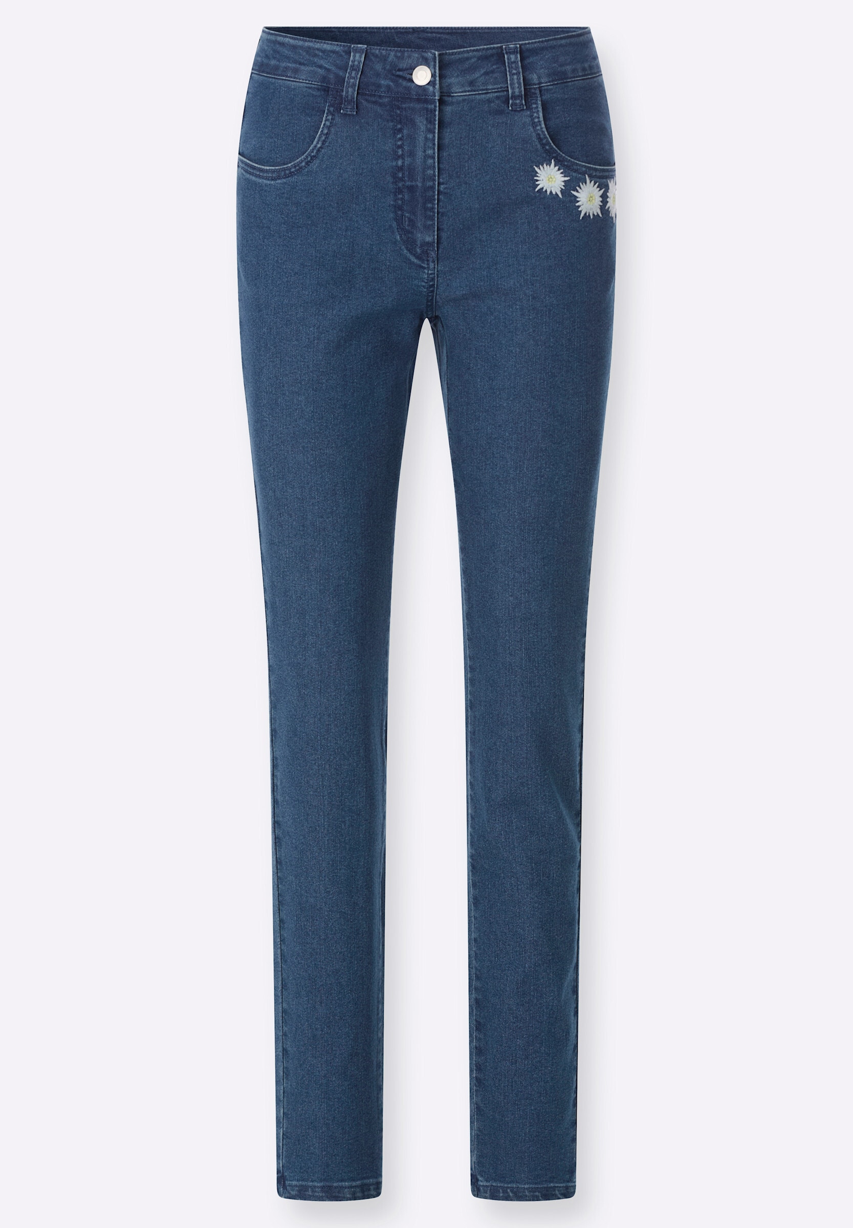 Sieh an! Bequeme Jeans »Jeans Trachtenjeans mit Edelweiß-Stickerei«