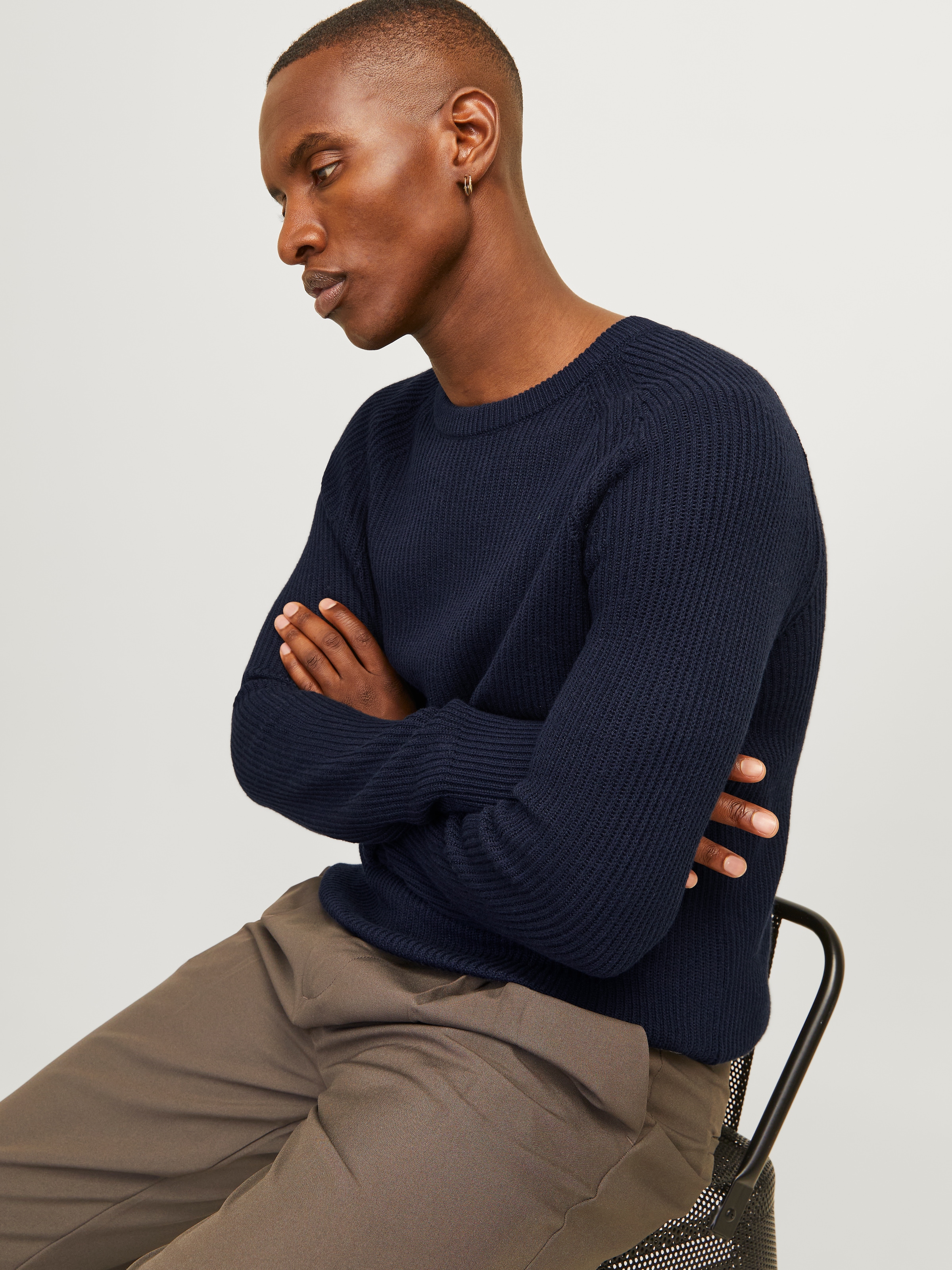 Jack & Jones Rundhalspullover »JJPANNEL KNIT CREW NECK AW24«