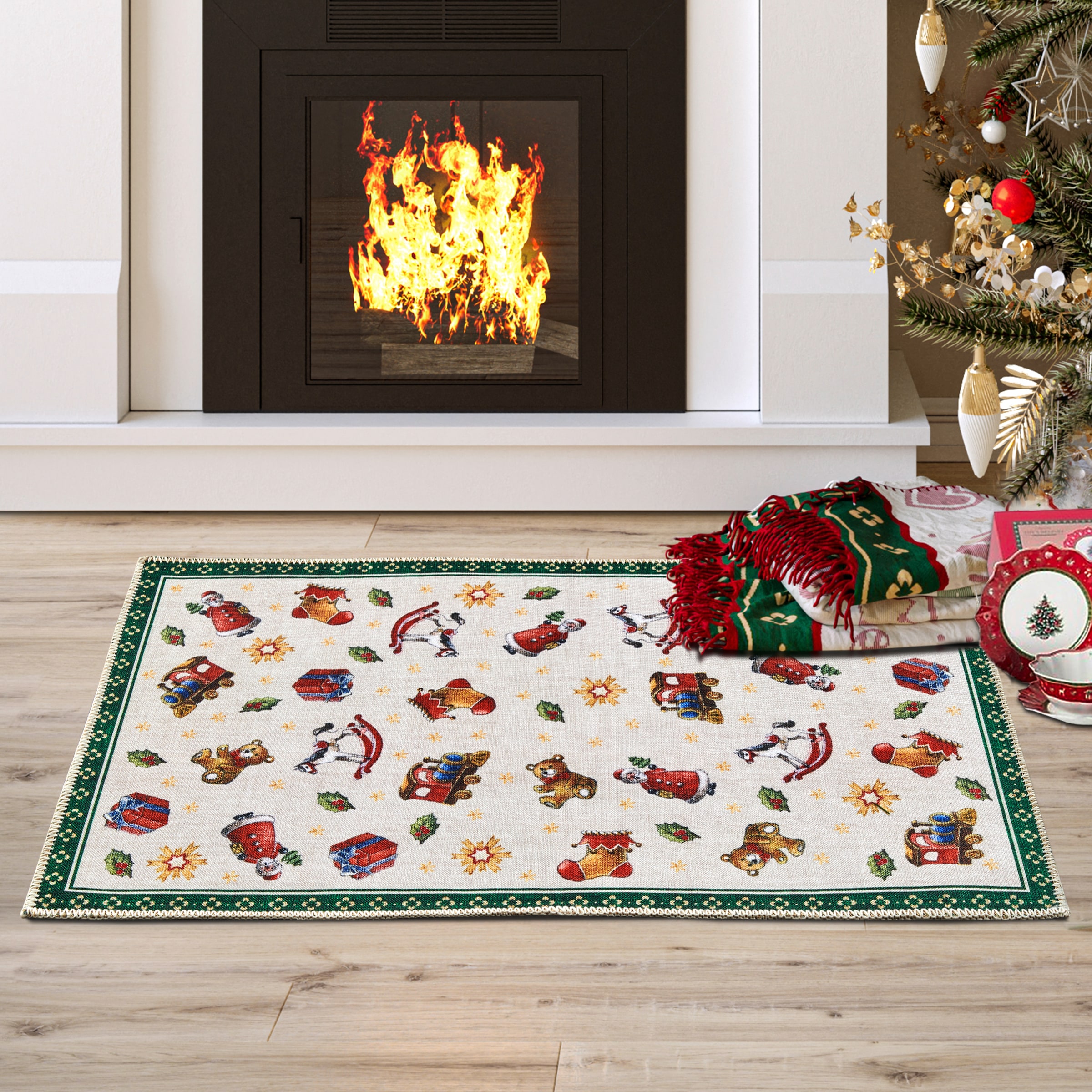 Villeroy & Boch Teppich »Nostalgic Toy's Delight, eckig, rund und Läufer«, rechteckig, 3 mm Höhe, Weihnachten, Wohnzimmer, Flur, Geschenk, Toys Delight, Dekoration