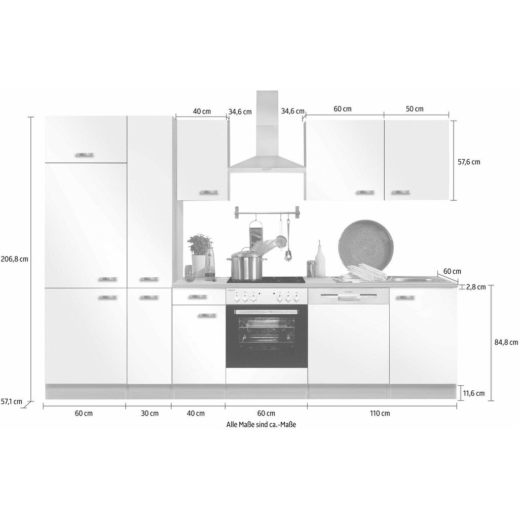 OPTIFIT Küchenzeile »Faro«, mit E-Geräten, Breite 300 cm