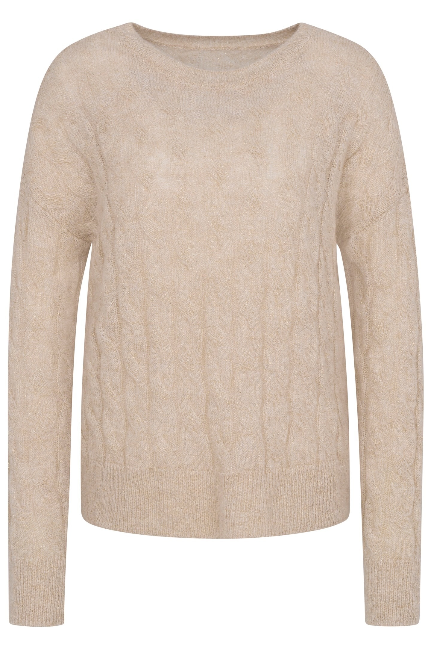 bugatti Rundhalspullover mit Zopfmuster