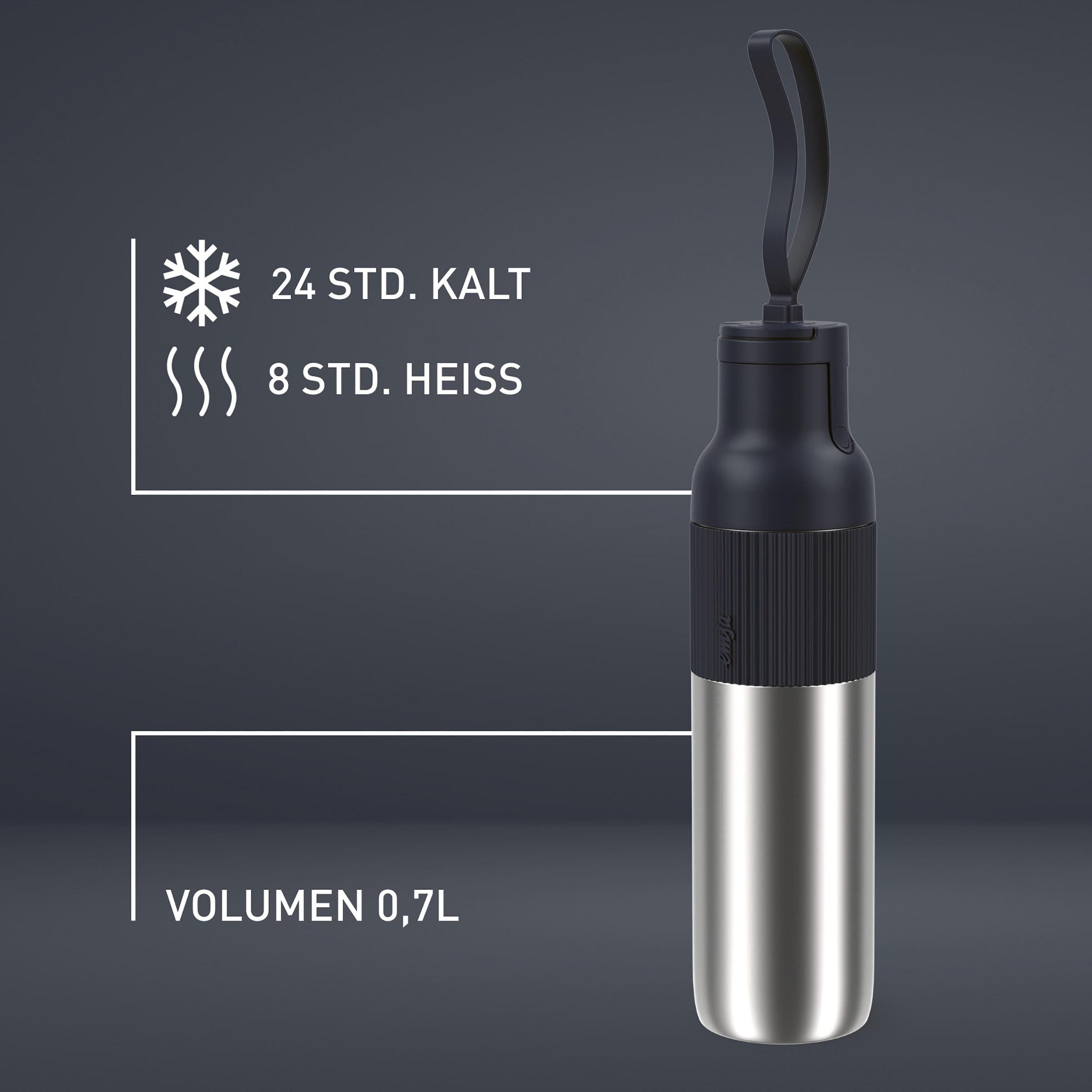 Emsa Isolierflasche »beYou Flip« mit Flip-Verschluss und Trageband, 100% dicht, spülmaschinengeeignet