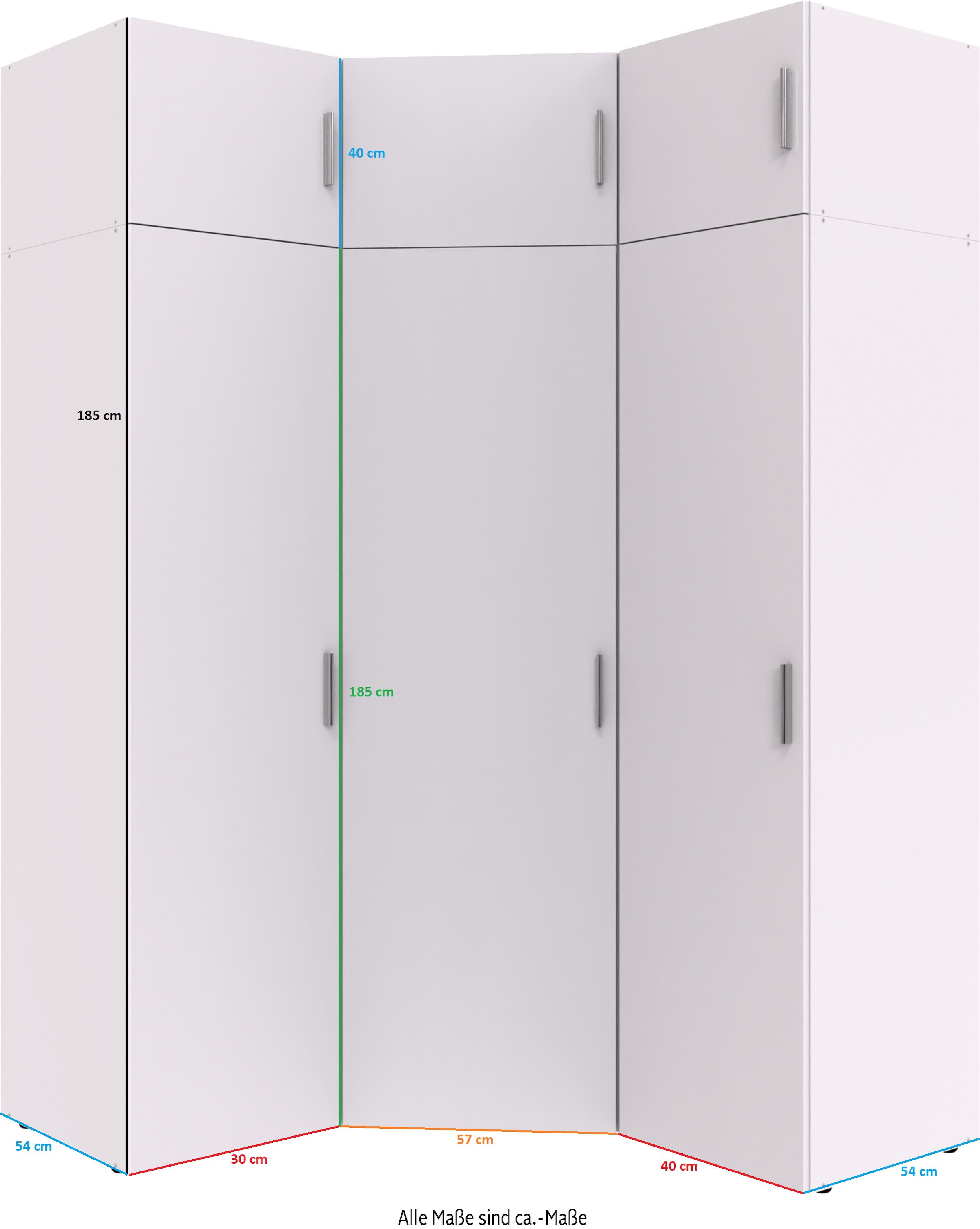 Wimex Schranksystem »Münster«, (Spar-Set, 6tlg: Eckschrank+ 2 Schränke 30cm und 40cm breit+ 3 Aufsatzmodule), Mehrzweckschrank