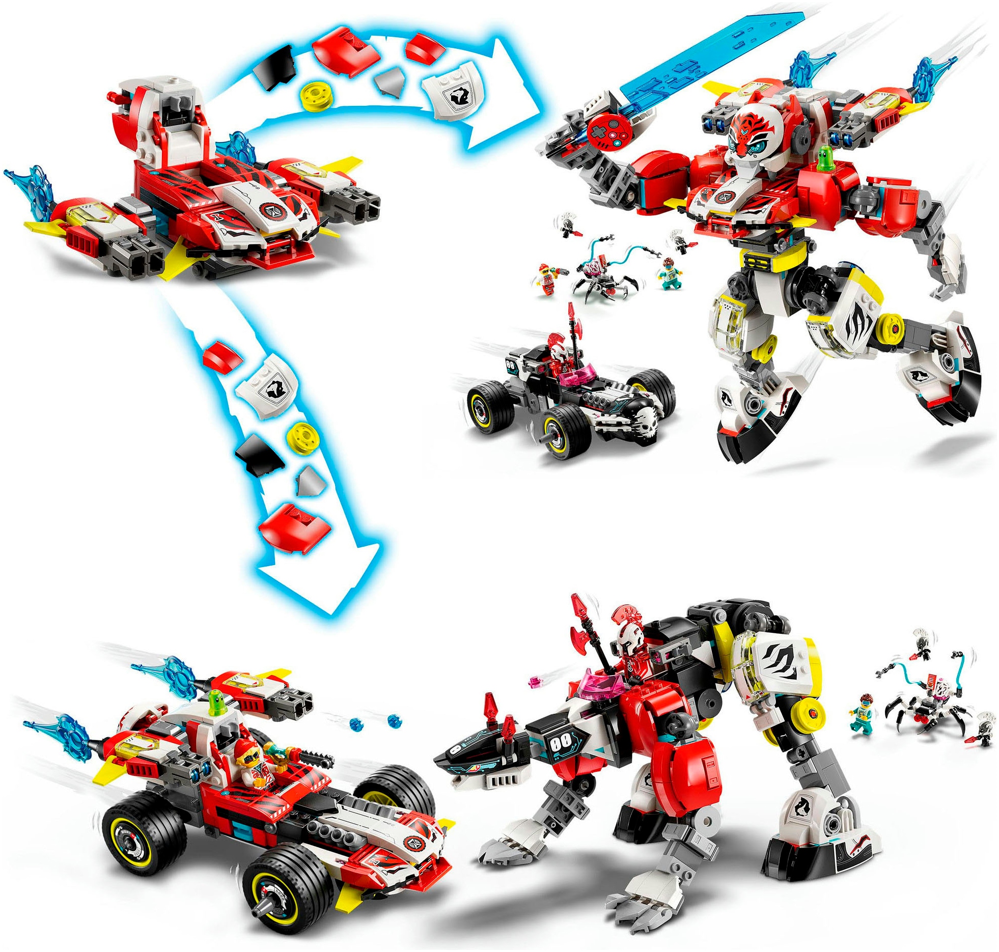 LEGO® Konstruktionsspielsteine »Coopers Tiger-Mech und Zero's Hot Rod Auto (71497), LEGO DREAMZzz« Made in Europe