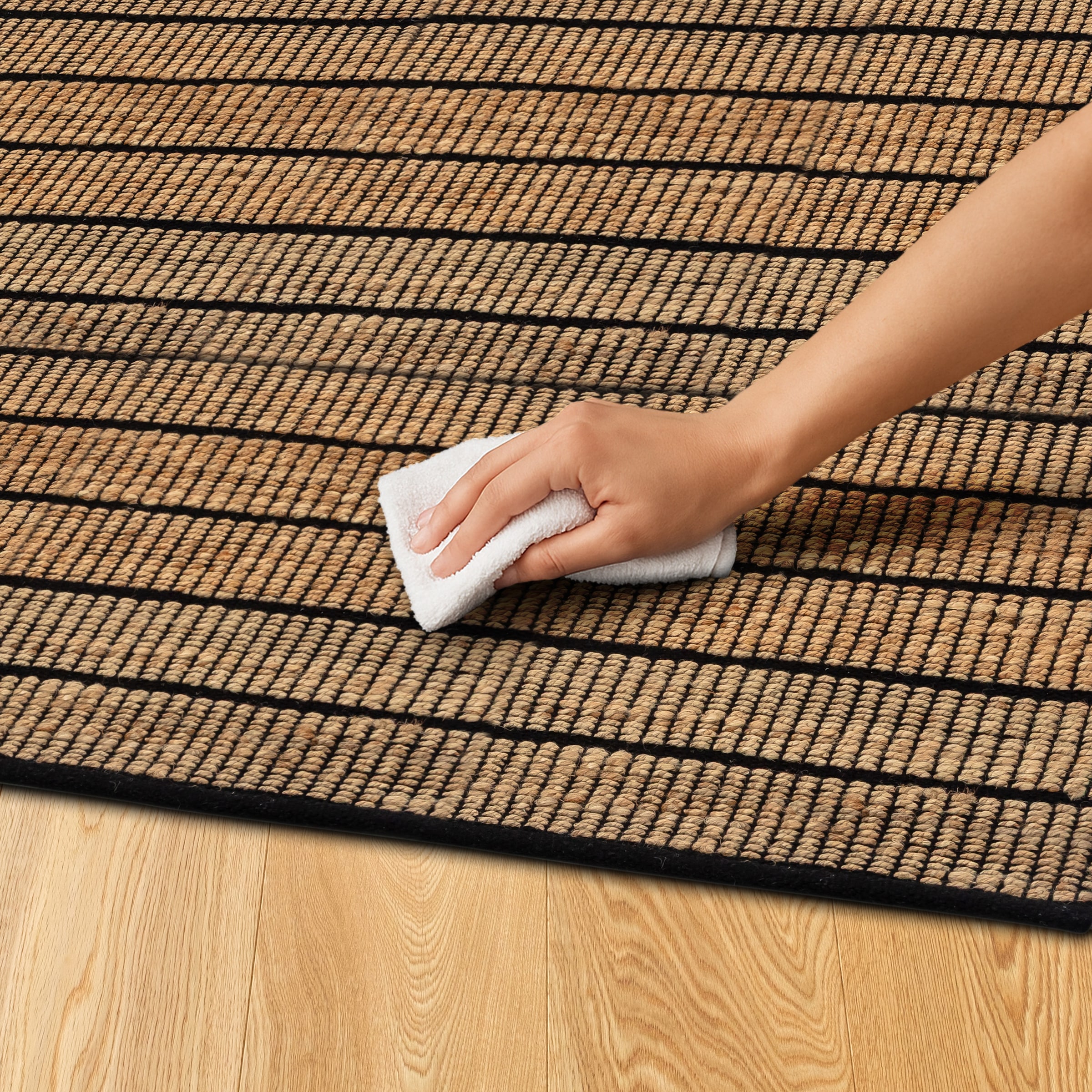 SCHÖNER WOHNEN-Kollektion Teppich »Nalaya« rechteckig 10 mm Höhe Jute/Baumwolle, rustikale Haptik, Streifenoptik, Wohnzimmer