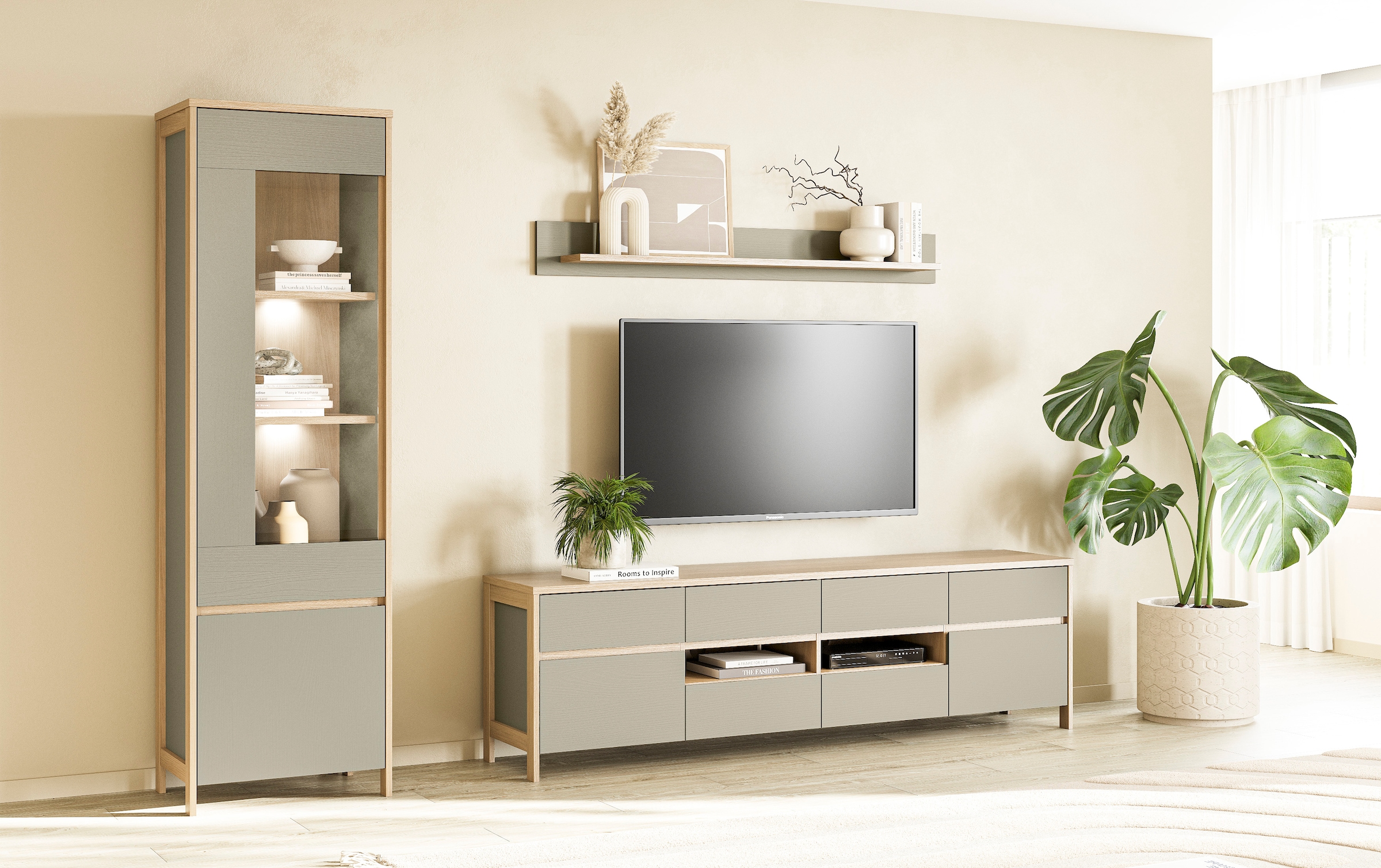 Home affaire Wohnwand »Stranda, moderne Anbauwand, Komplettset im Scandi-Style« 3 Stk. tlg.