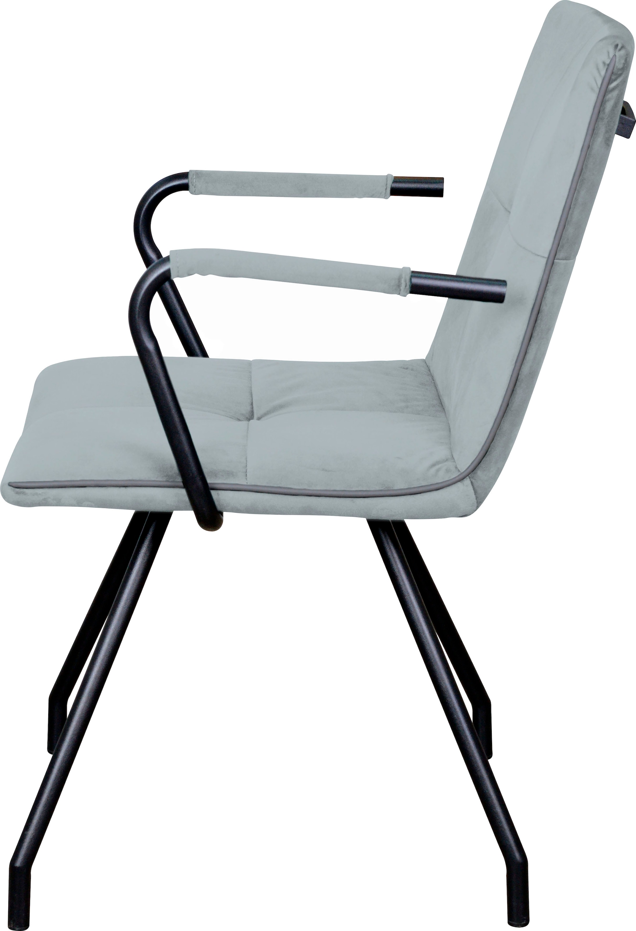 Kayoom Polsterstuhl »Stuhl Eaden 225 2er-Set, samtiger Stoffbezug, Paspel aus Kunstleder«, (Set), 2 St., stilvoll, pflegeleicht, zeitgemäße Farbgebung, samtiger Stoffbezug