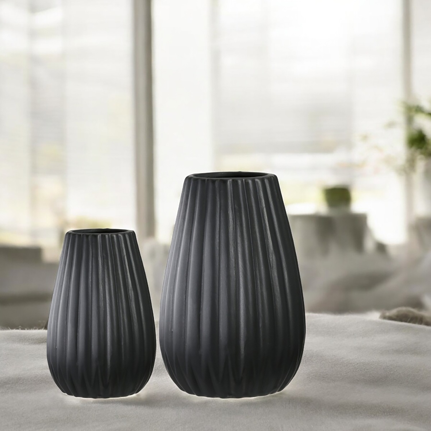 Casablanca by Gilde Tischvase »2tlg. Set Vase Piega schwarz H.17 cm«, (1 St.)