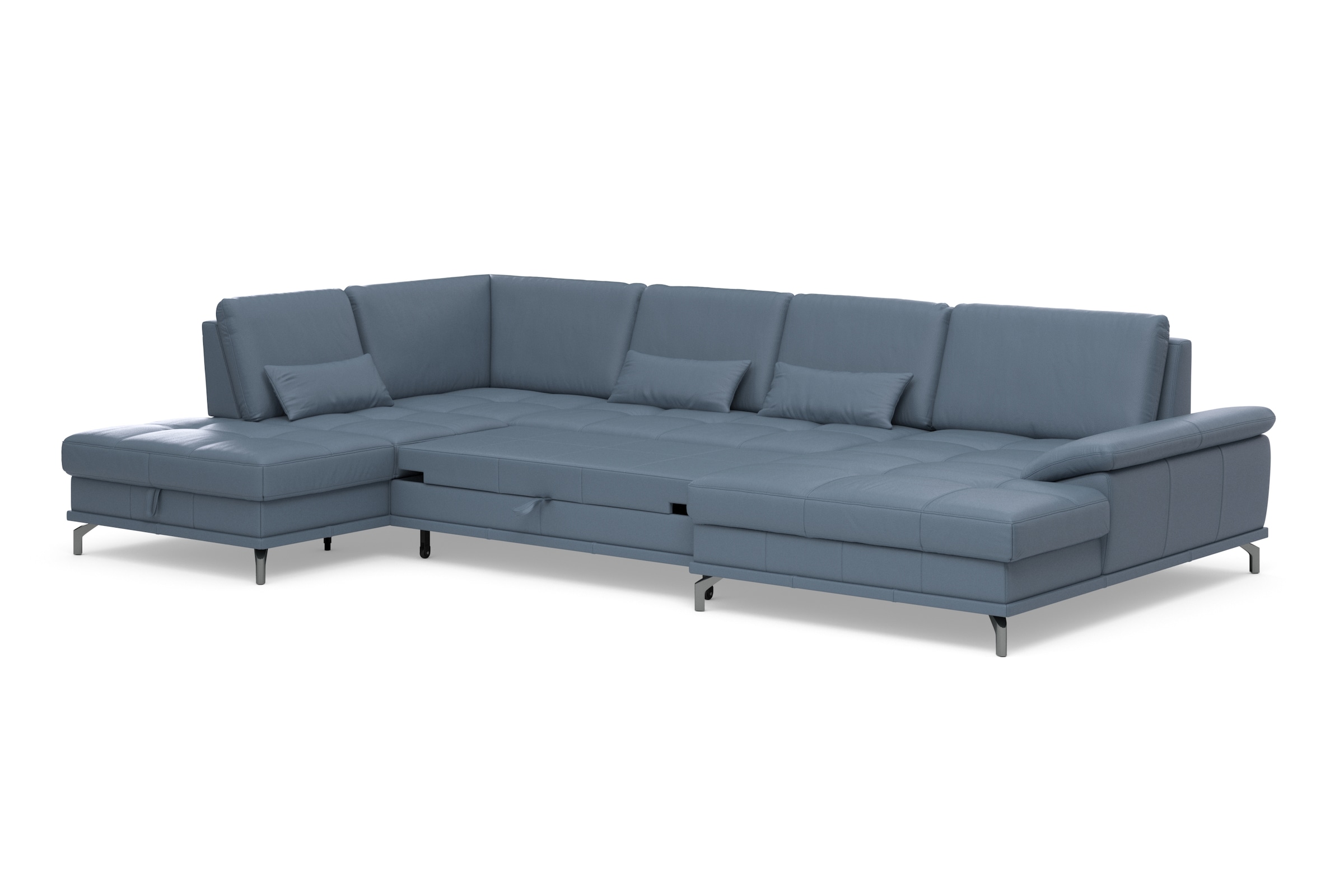 Places of Style Wohnlandschaft »Costello U-Form, mit Sitztiefenverstellung, Armteilverstellung und«, 3 Nierenkissen, optional Bettfunktion und Bettkasten