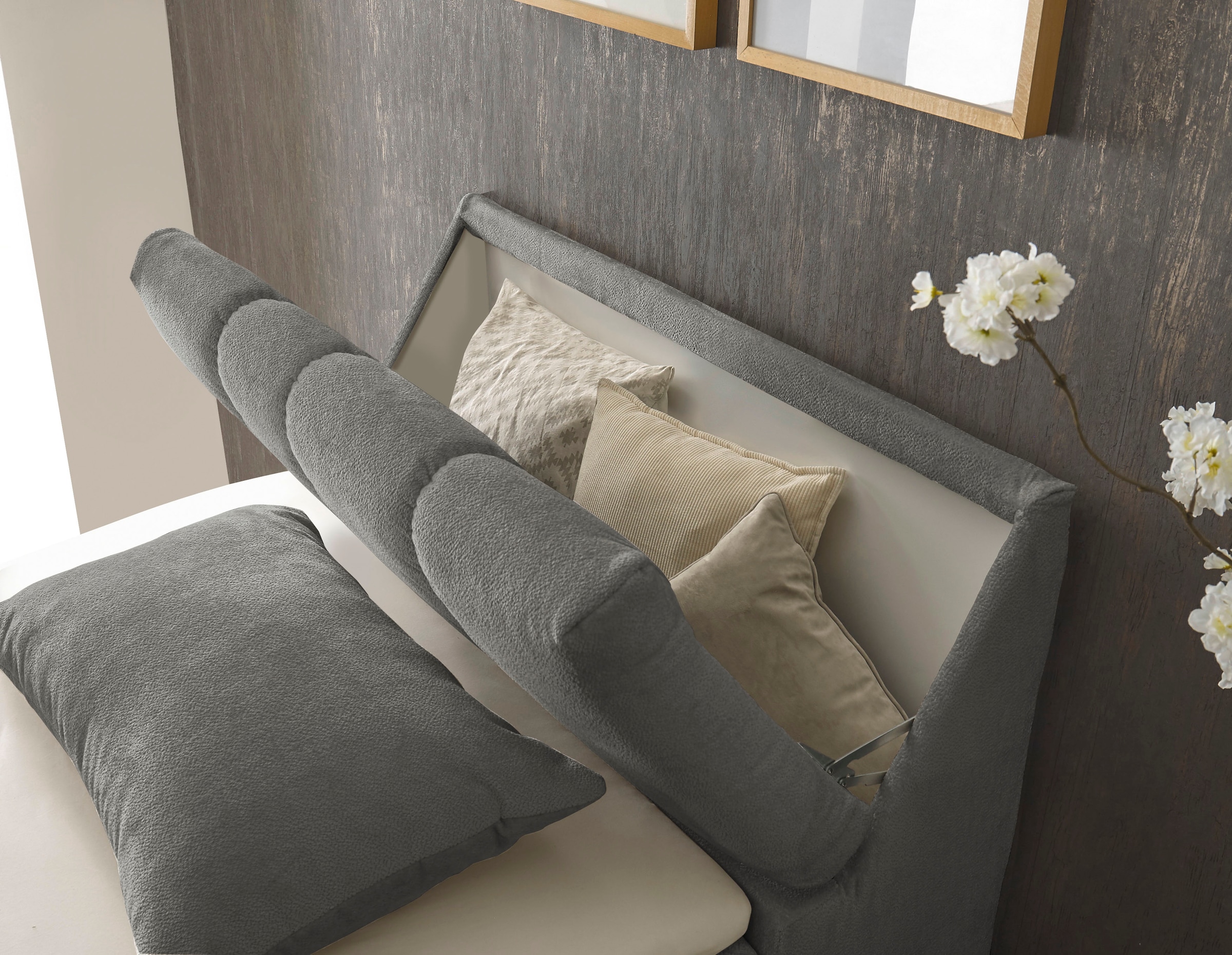 ED EXCITING DESIGN Boxbett »Valencia«, inkl. Bettkasten und Stauraum im Kopfteil