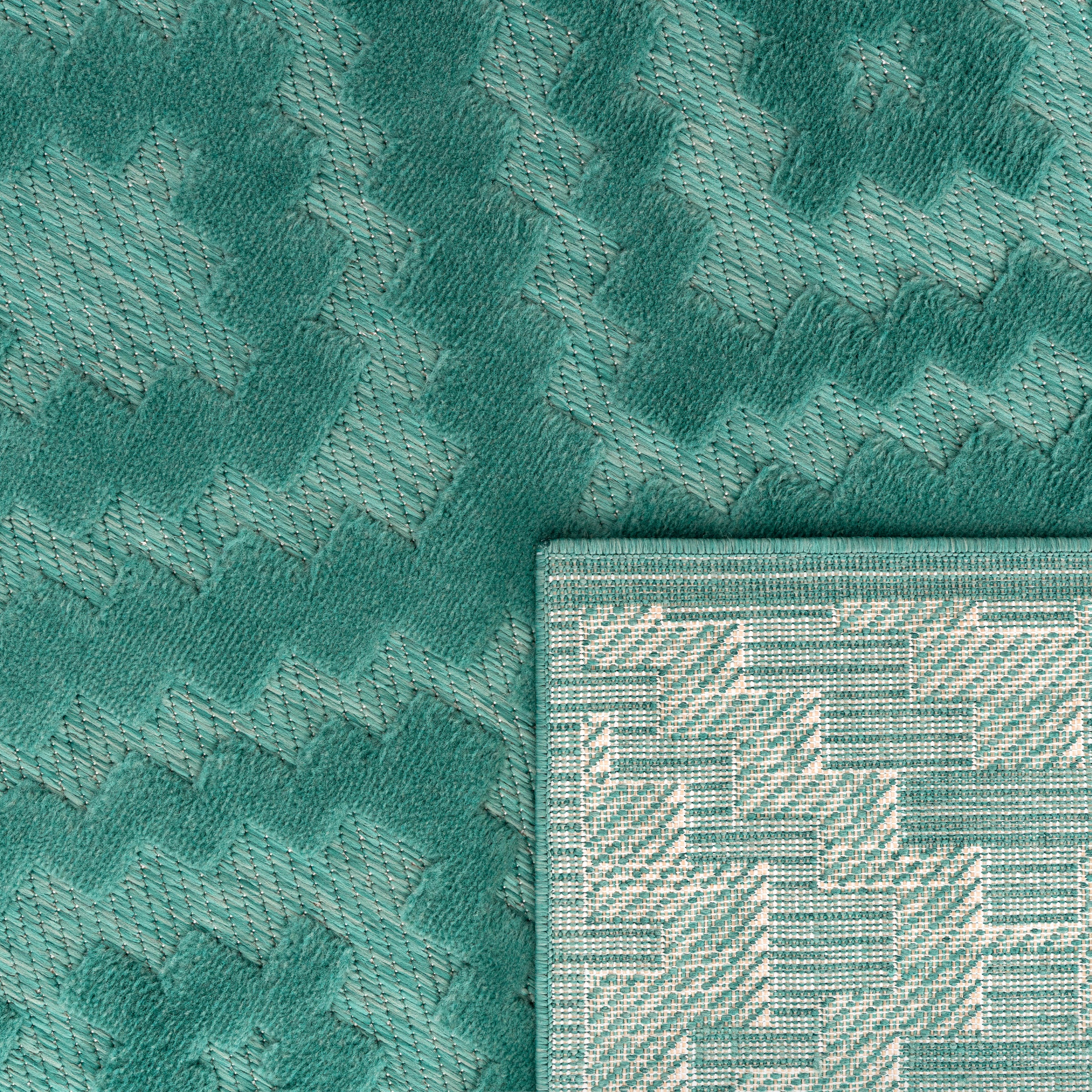 Paco Home Teppich »Livorno Hoch-Tief Effekt, Scandi, geeignet Muster, 672«, Uni-Farben, rechteckig, Rauten Outdoor