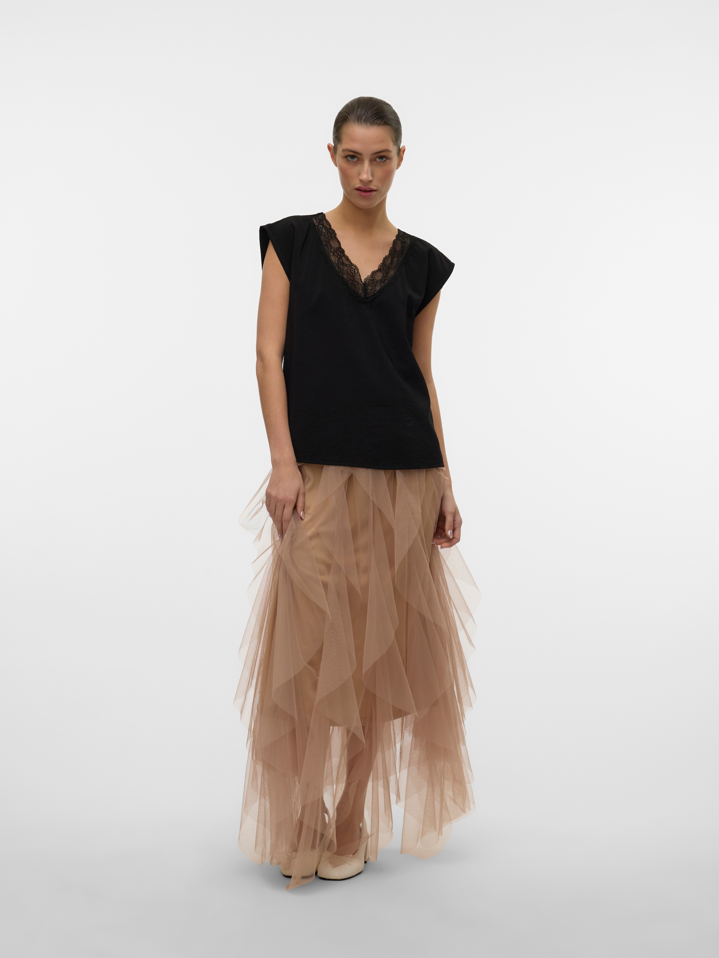 Vero Moda Spitzentop »VMSAFA SL V-NECK LACE TOP WVN GA NOOS«