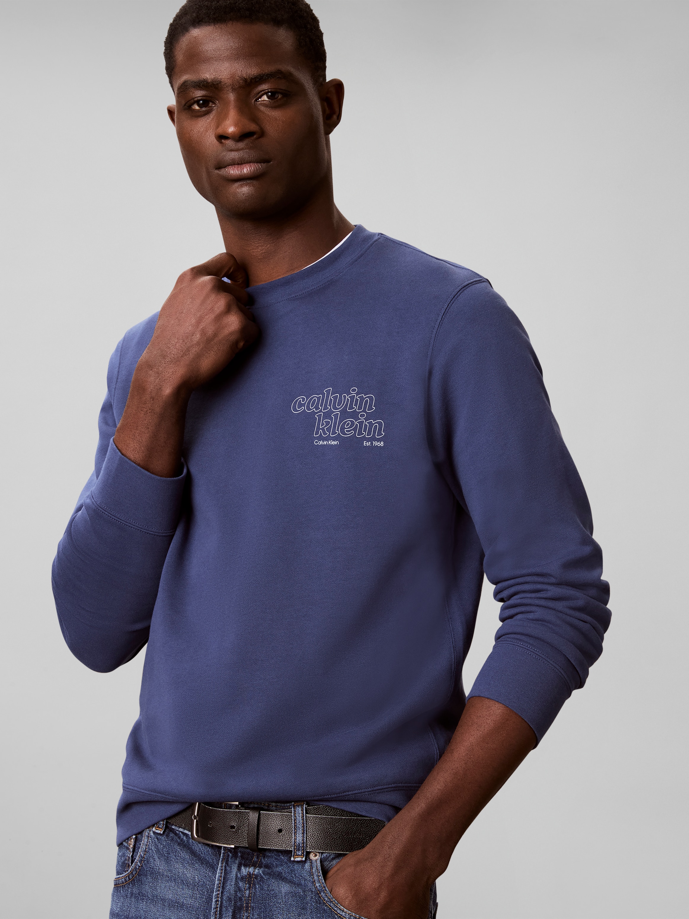 Calvin Klein Jeans Sweatshirt , Rundhalsausschnitt, Brustdruck, reine Baumwolle
